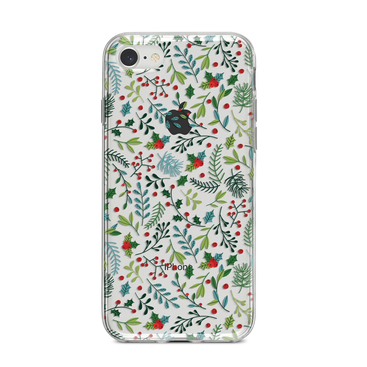 Winter Floral iPhone 8 Bumper Case on Silver iPhone
