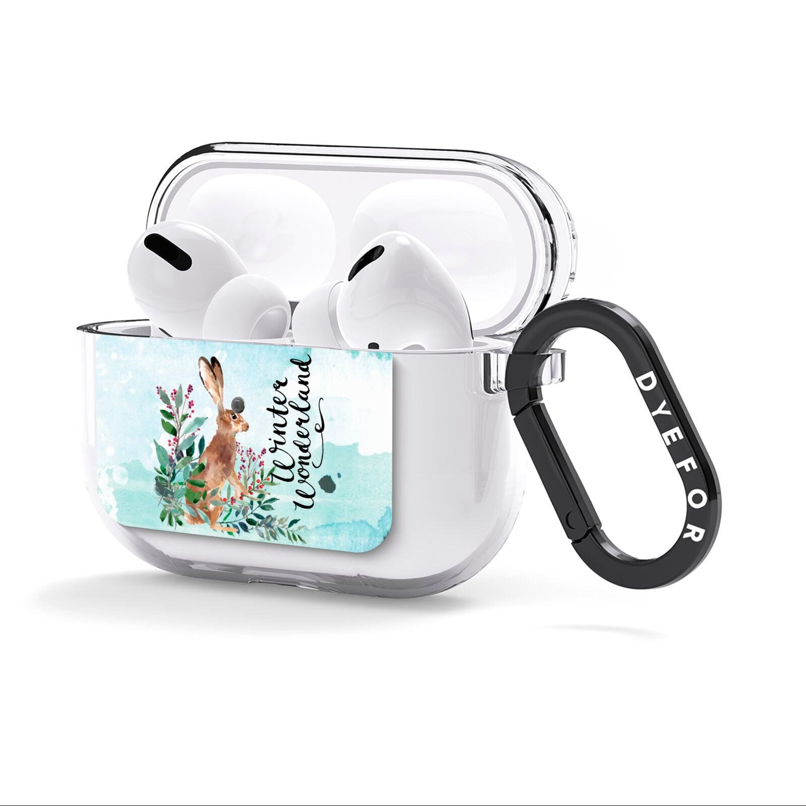 Winter Wonderland Hare AirPods Clear Case 3rd Gen Side Image