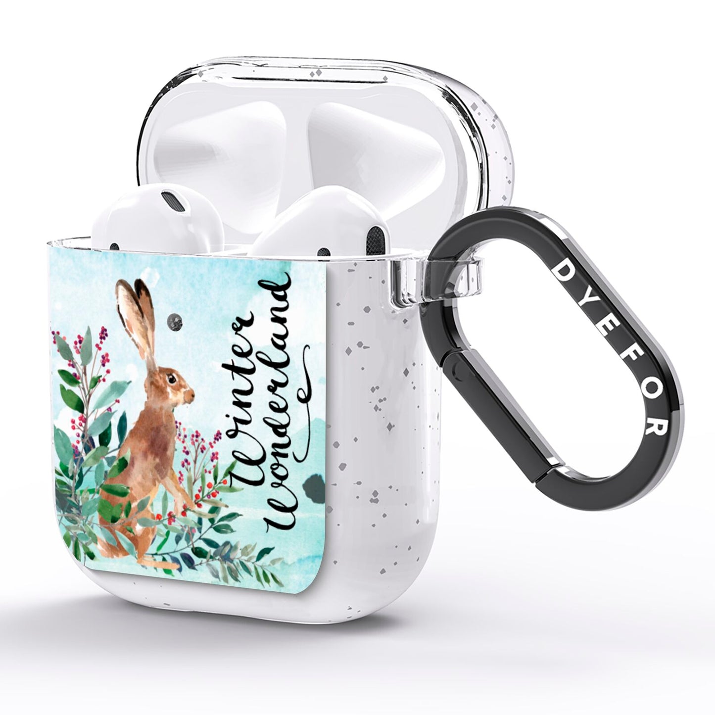 Winter Wonderland Hare AirPods Glitter Case Side Image