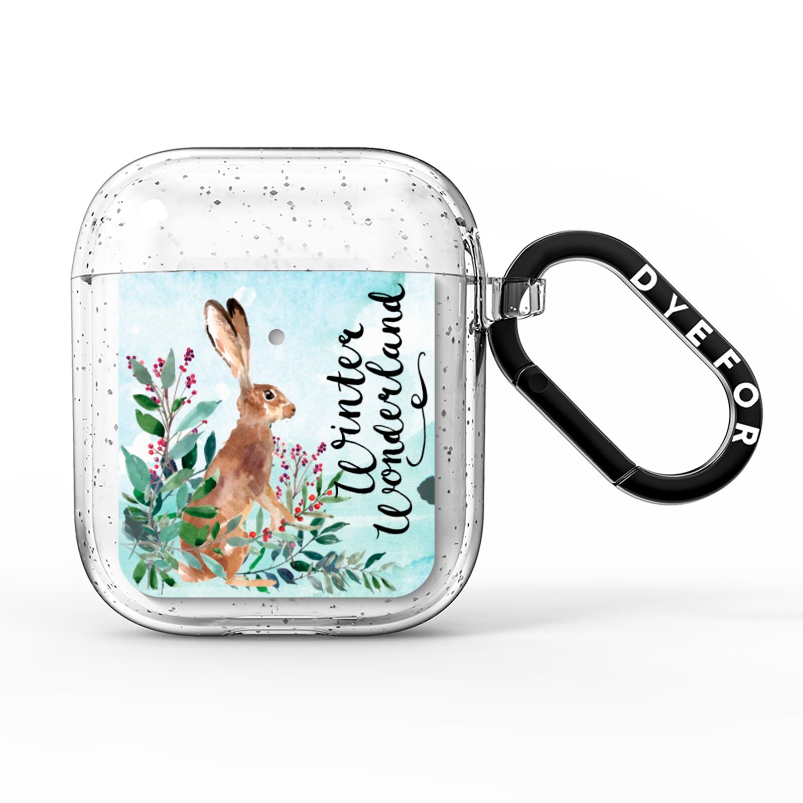Winter Wonderland Hare AirPods Glitter Case
