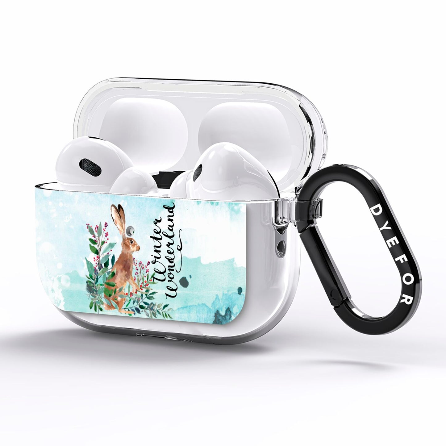 Winter Wonderland Hare AirPods Pro Clear Case Side Image