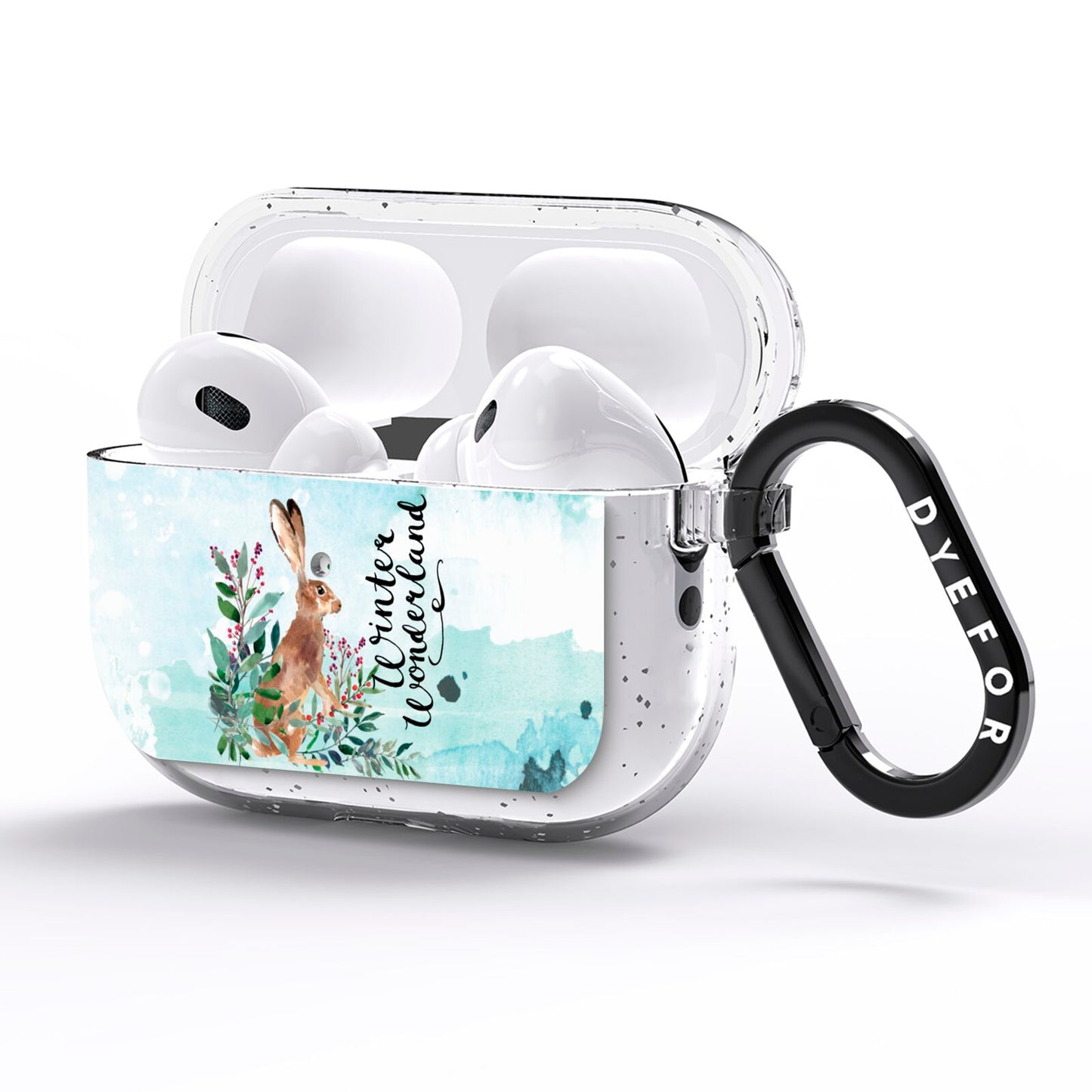 Winter Wonderland Hare AirPods Pro Glitter Case Side Image