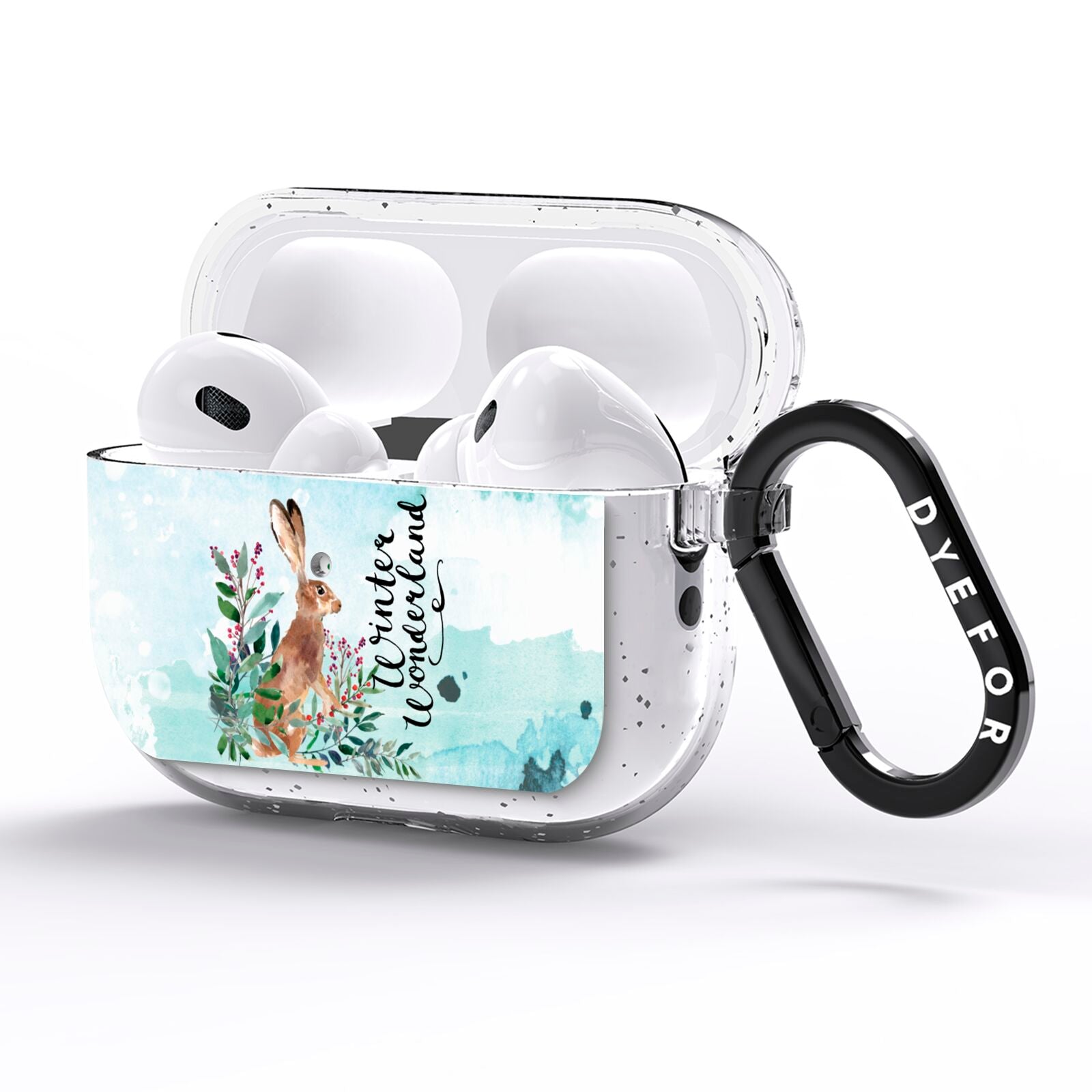 Winter Wonderland Hare AirPods Pro Glitter Case Side Image