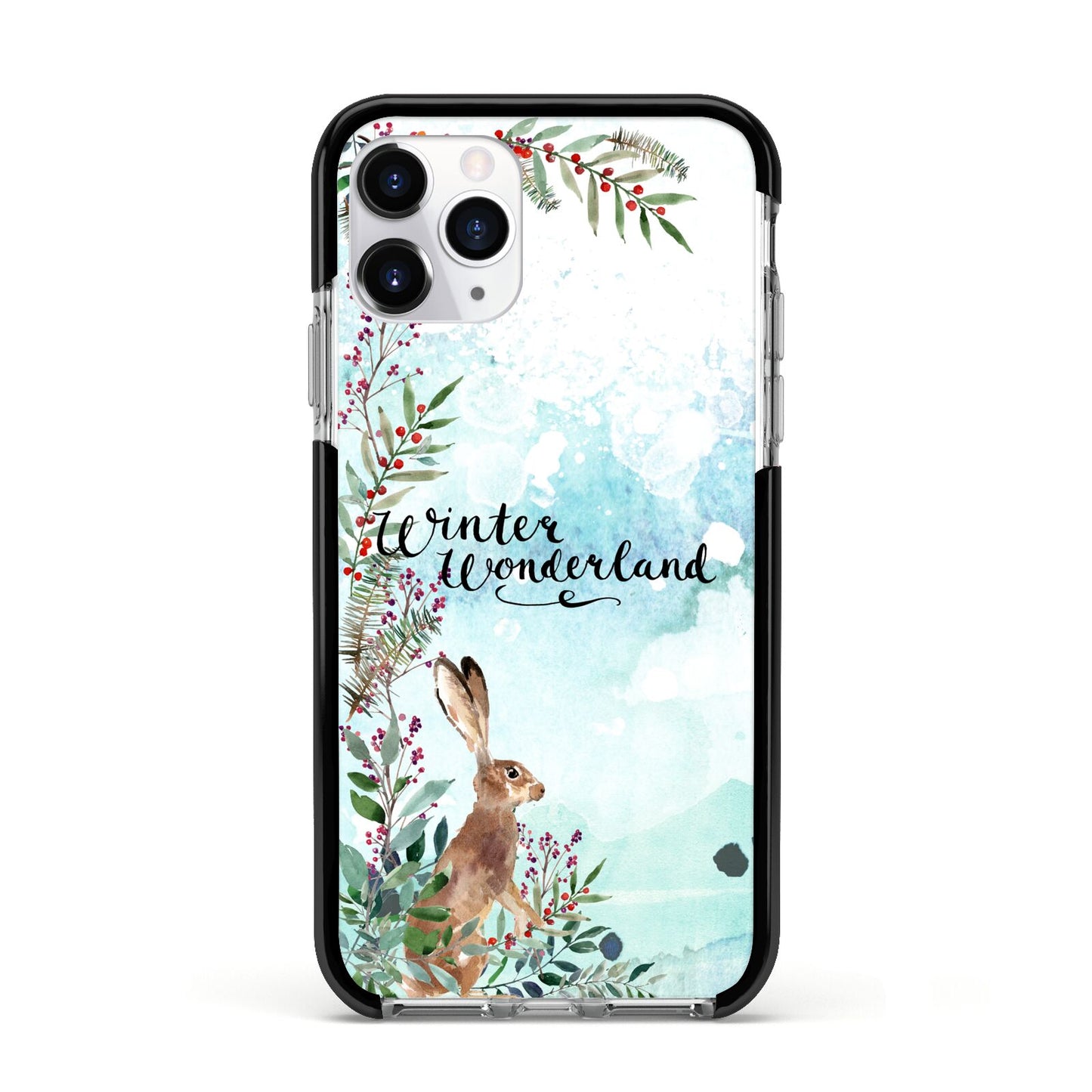 Winter Wonderland Hare Apple iPhone 11 Pro in Silver with Black Impact Case