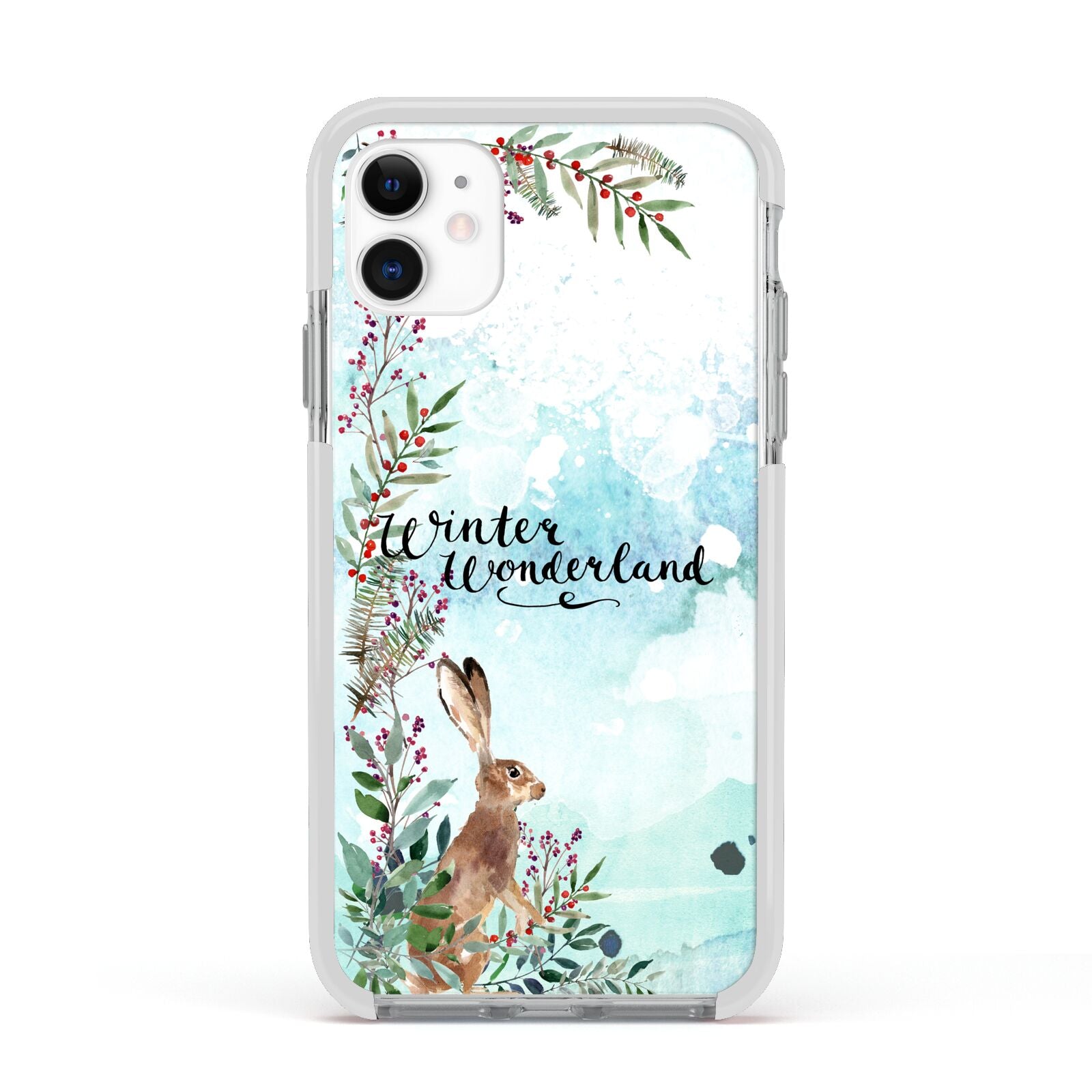 Winter Wonderland Hare Apple iPhone 11 in White with White Impact Case