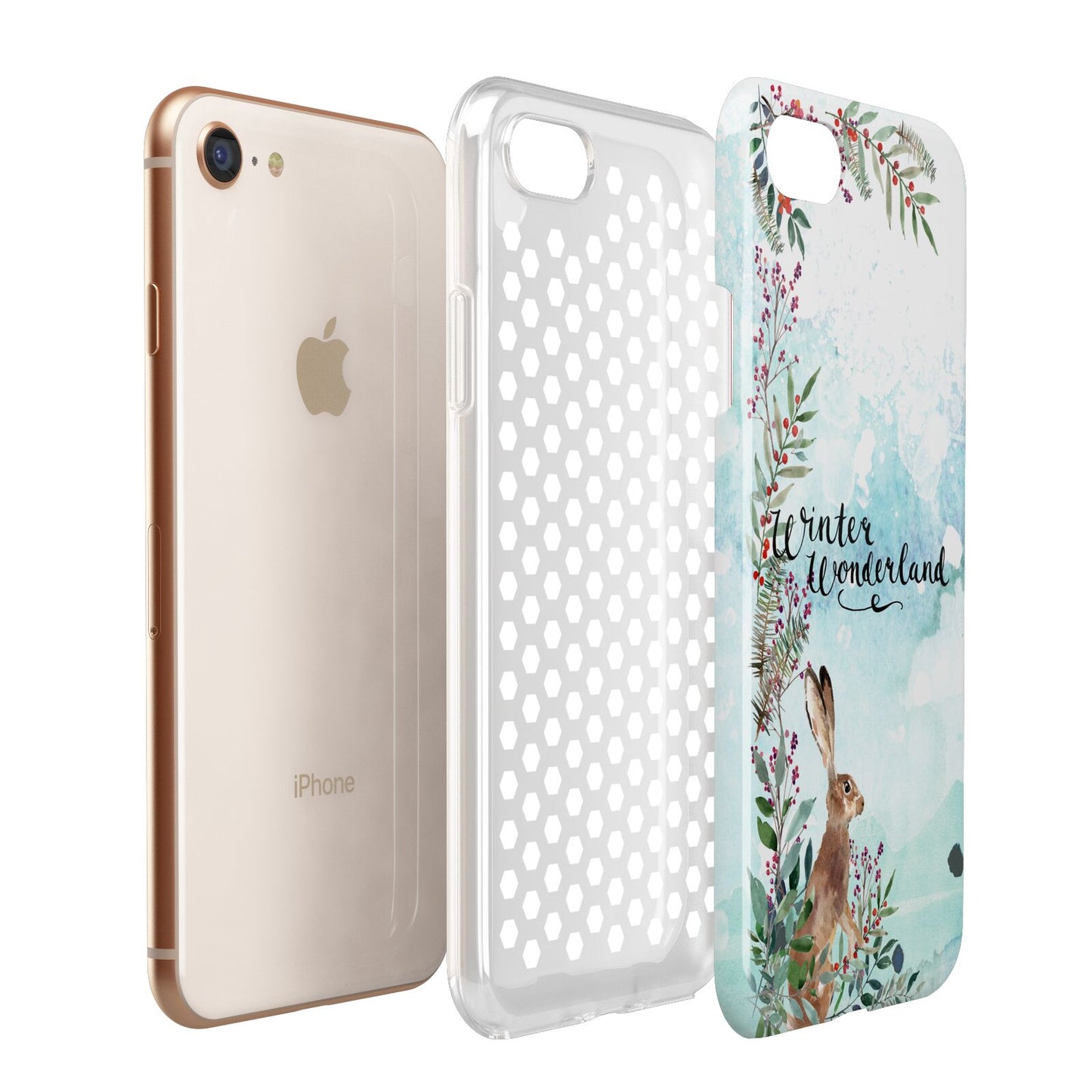 Winter Wonderland Hare Apple iPhone 7 8 3D Tough Case Expanded View