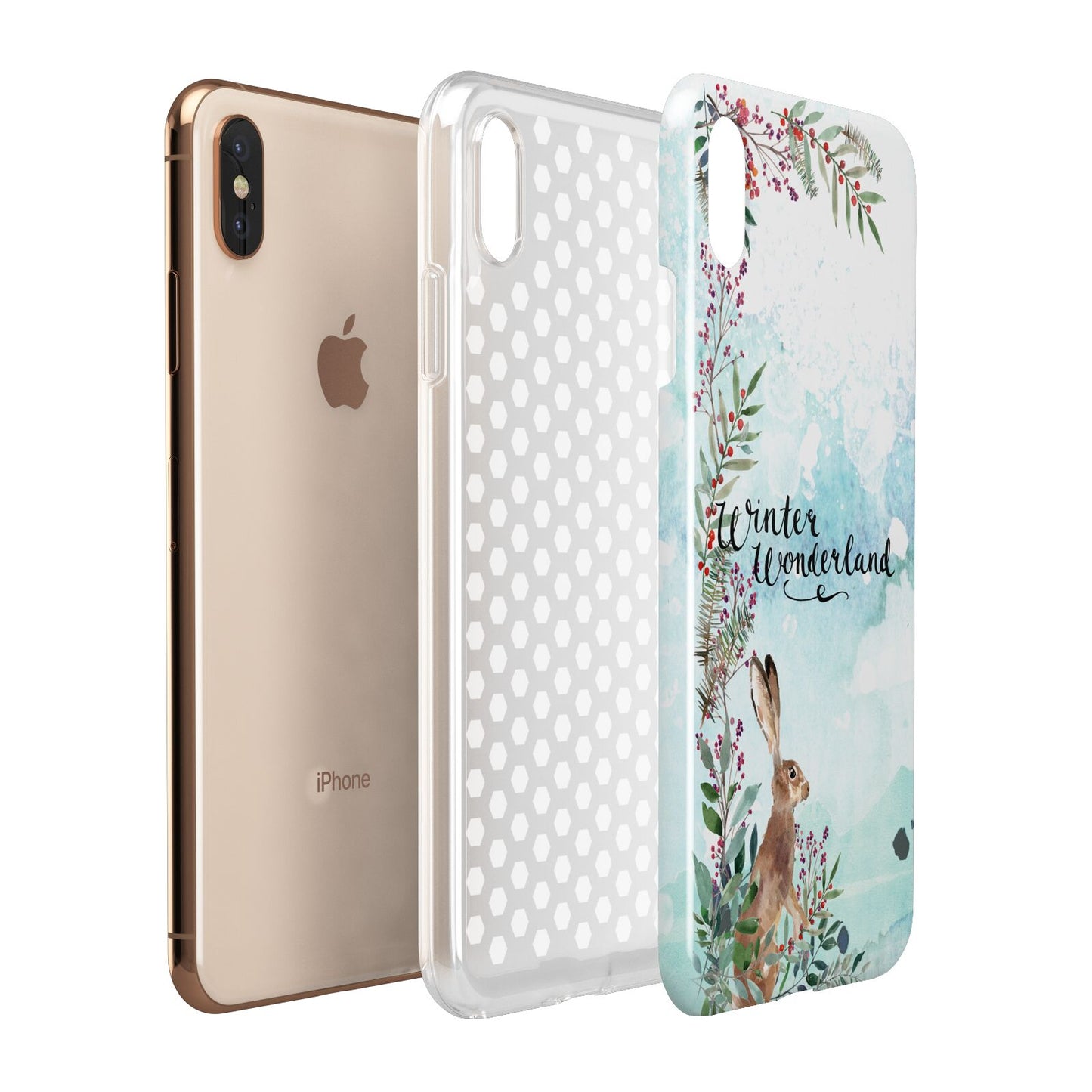 Winter Wonderland Hare Apple iPhone Xs Max 3D Tough Case Expanded View