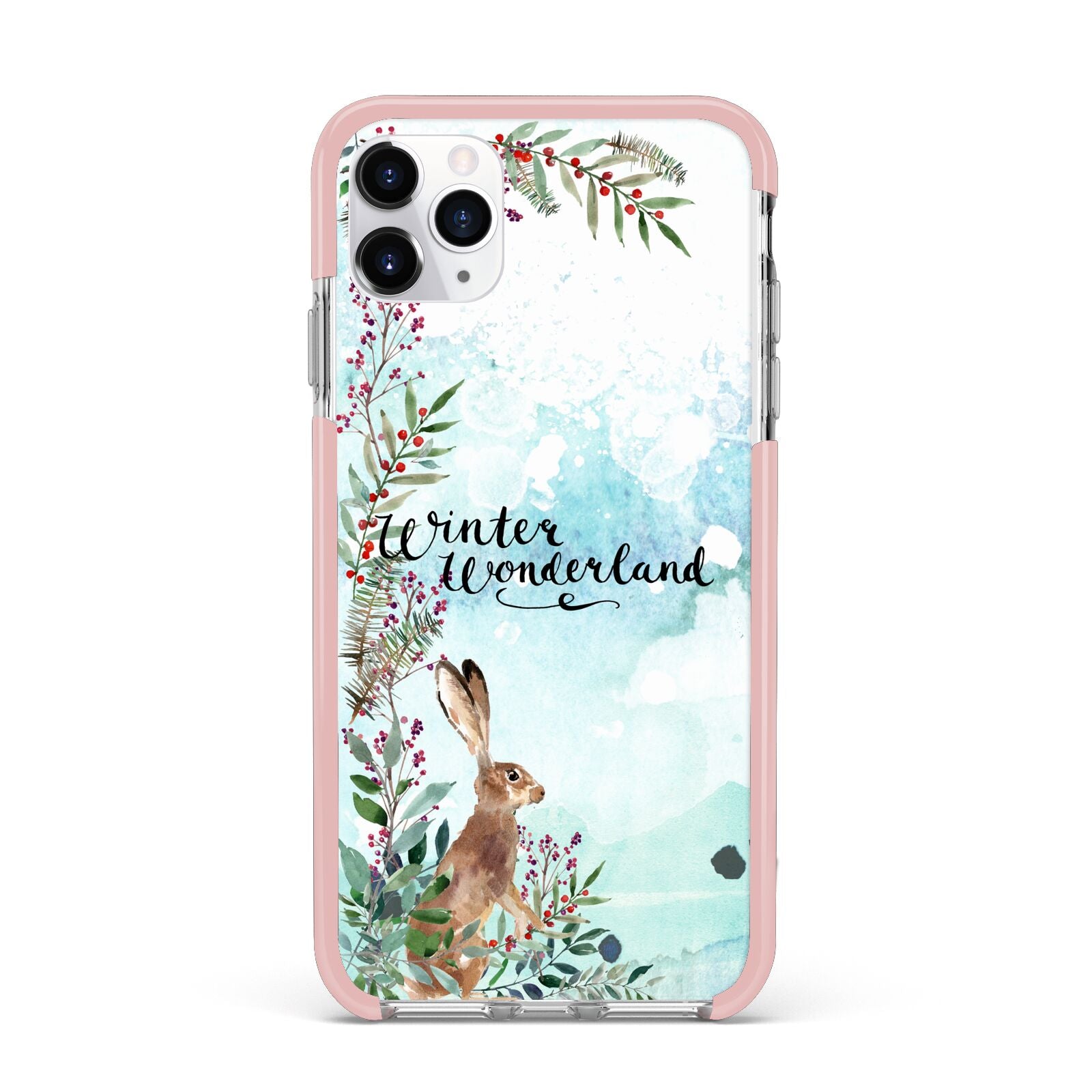 Winter Wonderland Hare iPhone 11 Pro Max Impact Pink Edge Case