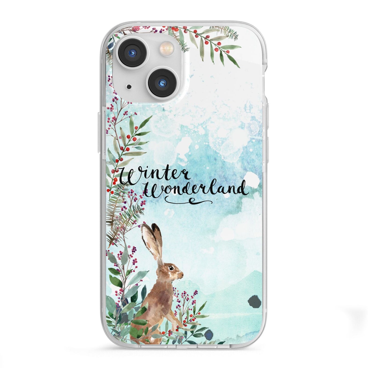 Winter Wonderland Hare iPhone 13 Mini TPU Impact Case with White Edges