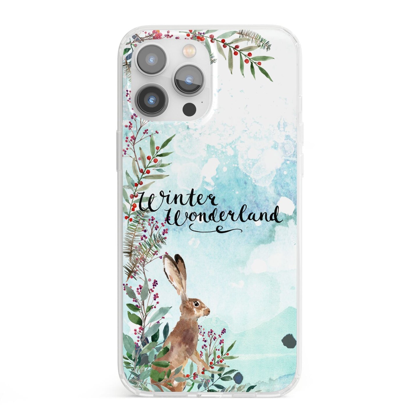 Winter Wonderland Hare iPhone 13 Pro Max Clear Bumper Case