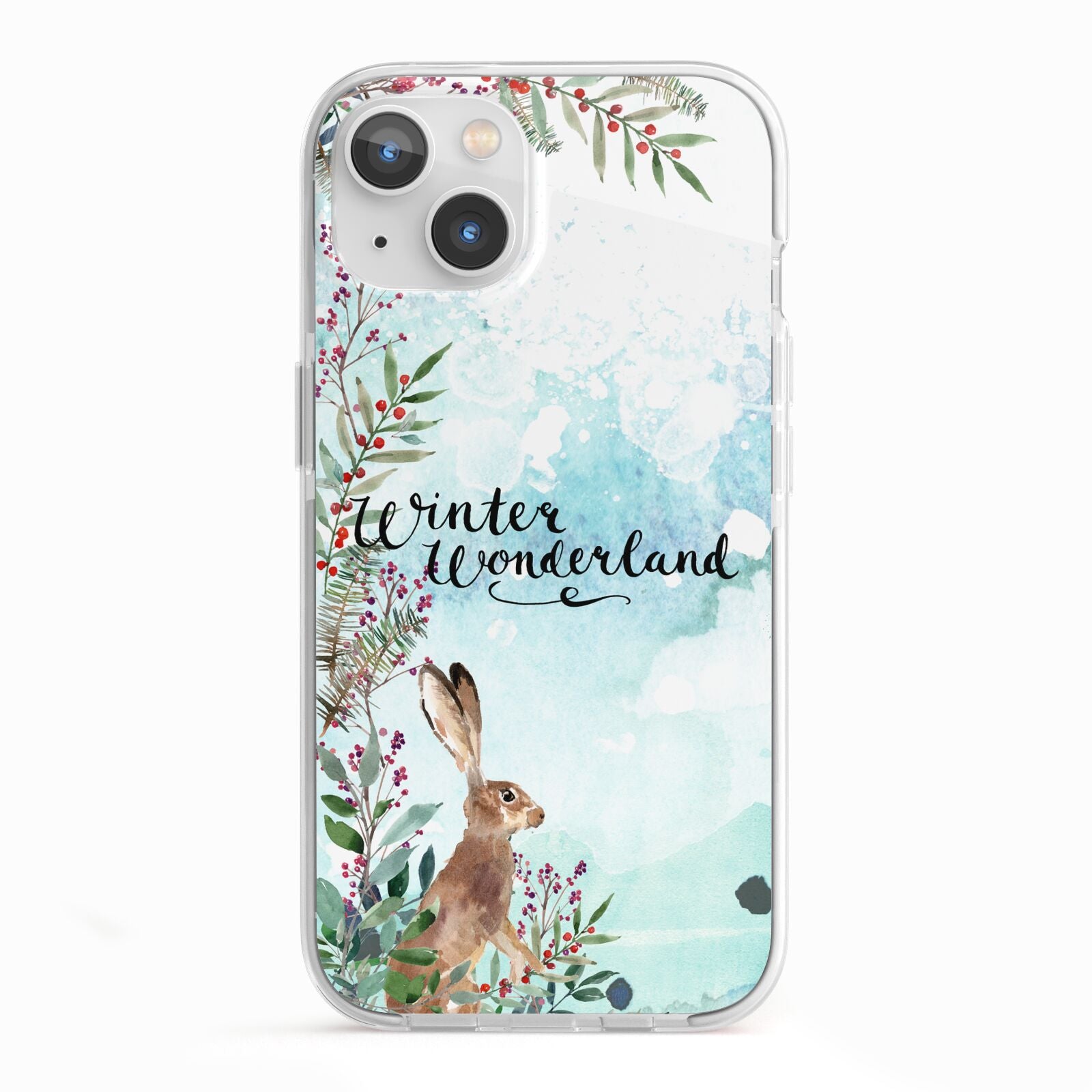 Winter Wonderland Hare iPhone 13 TPU Impact Case with White Edges