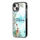 Winter Wonderland Hare iPhone 14 Black Impact Case Side Angle on Silver phone