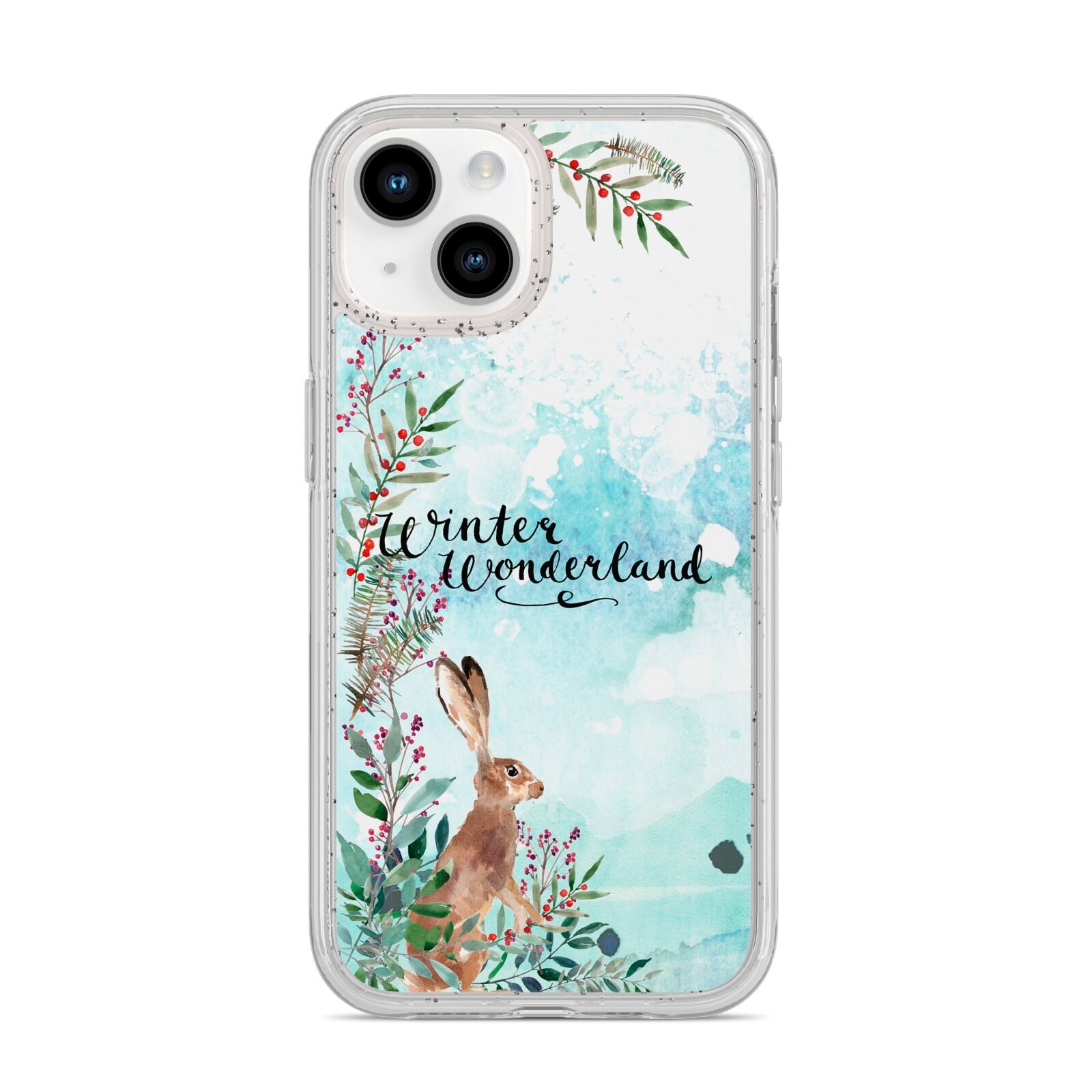 Winter Wonderland Hare iPhone 14 Glitter Tough Case Starlight