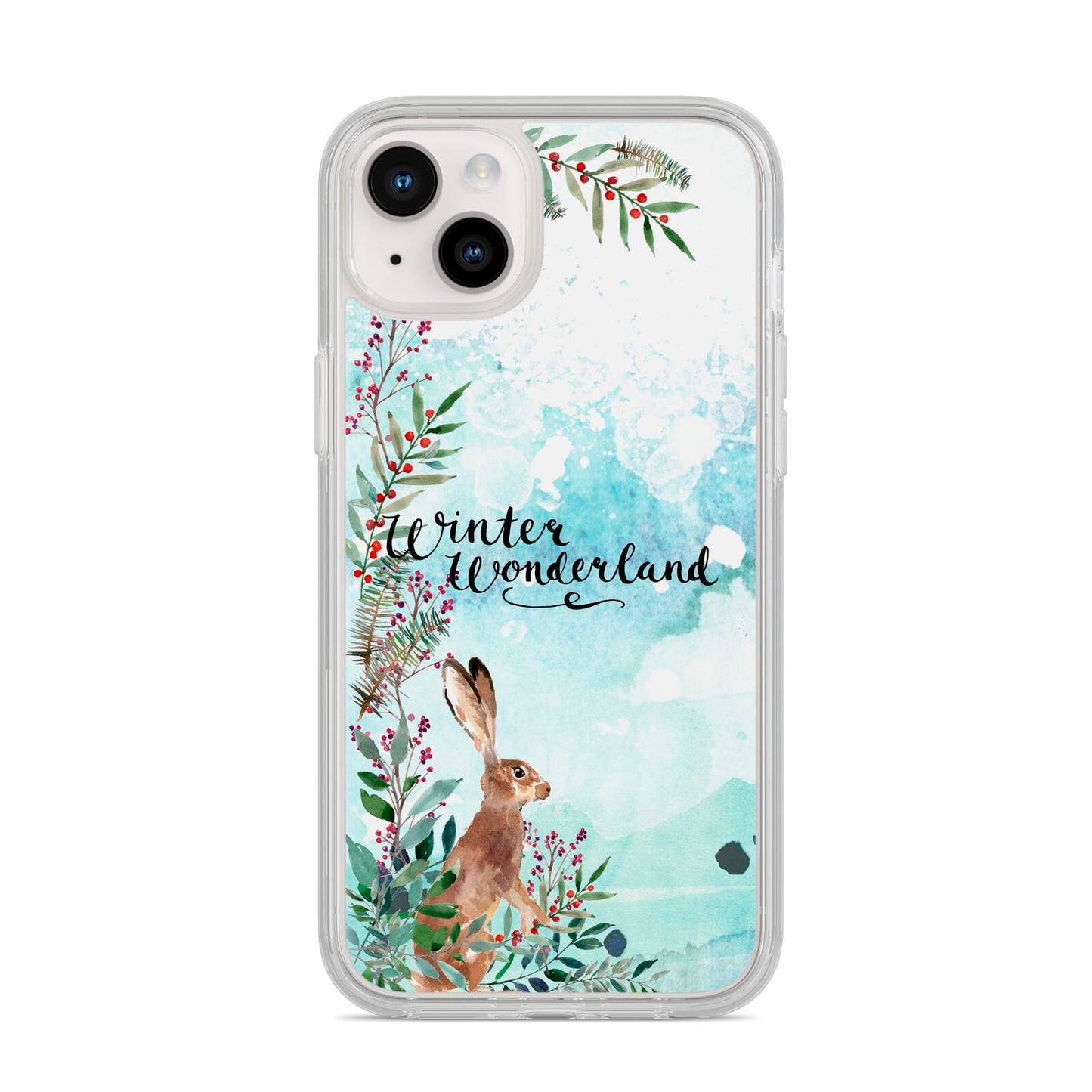 Winter Wonderland Hare iPhone 14 Plus Clear Tough Case Starlight