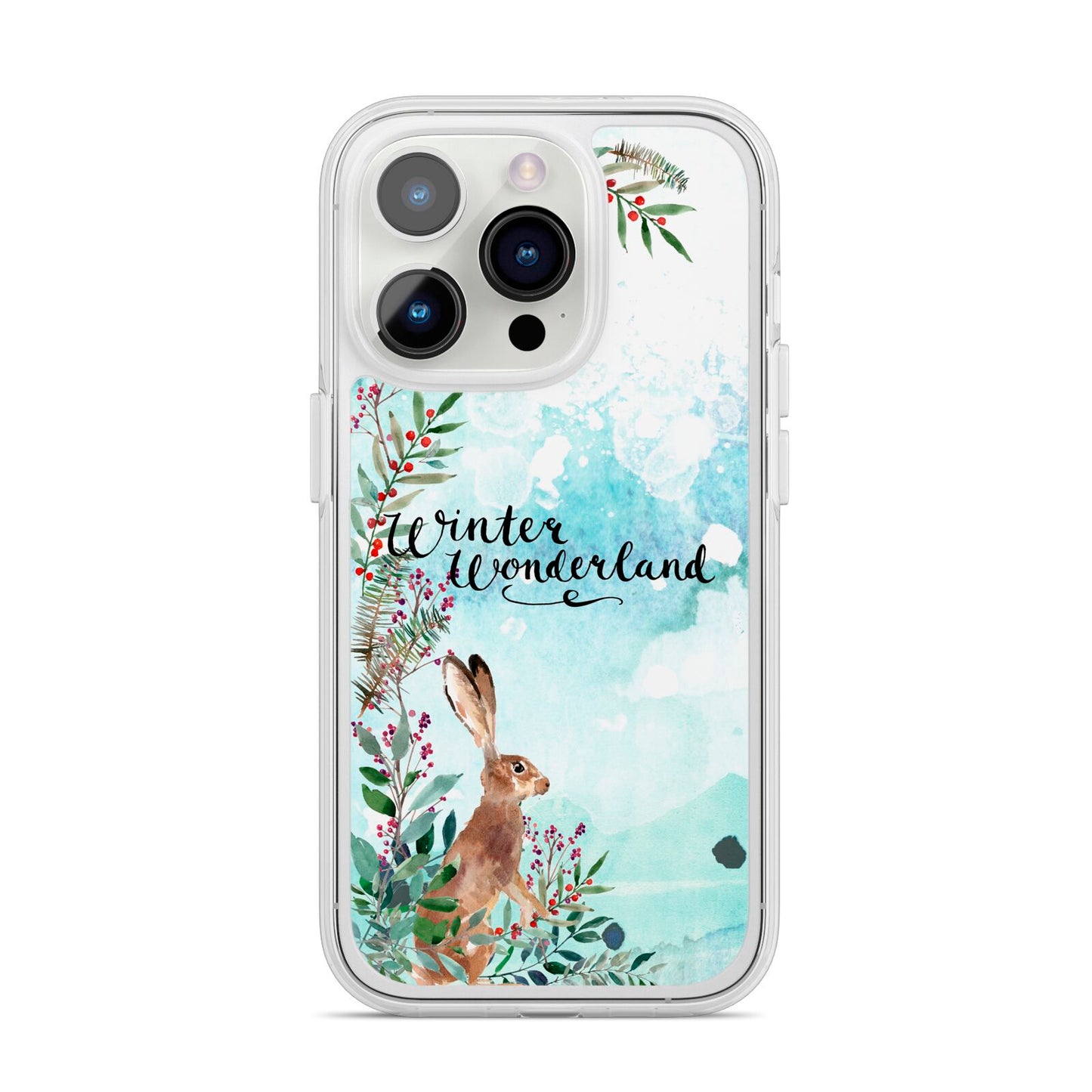 Winter Wonderland Hare iPhone 14 Pro Clear Tough Case Silver