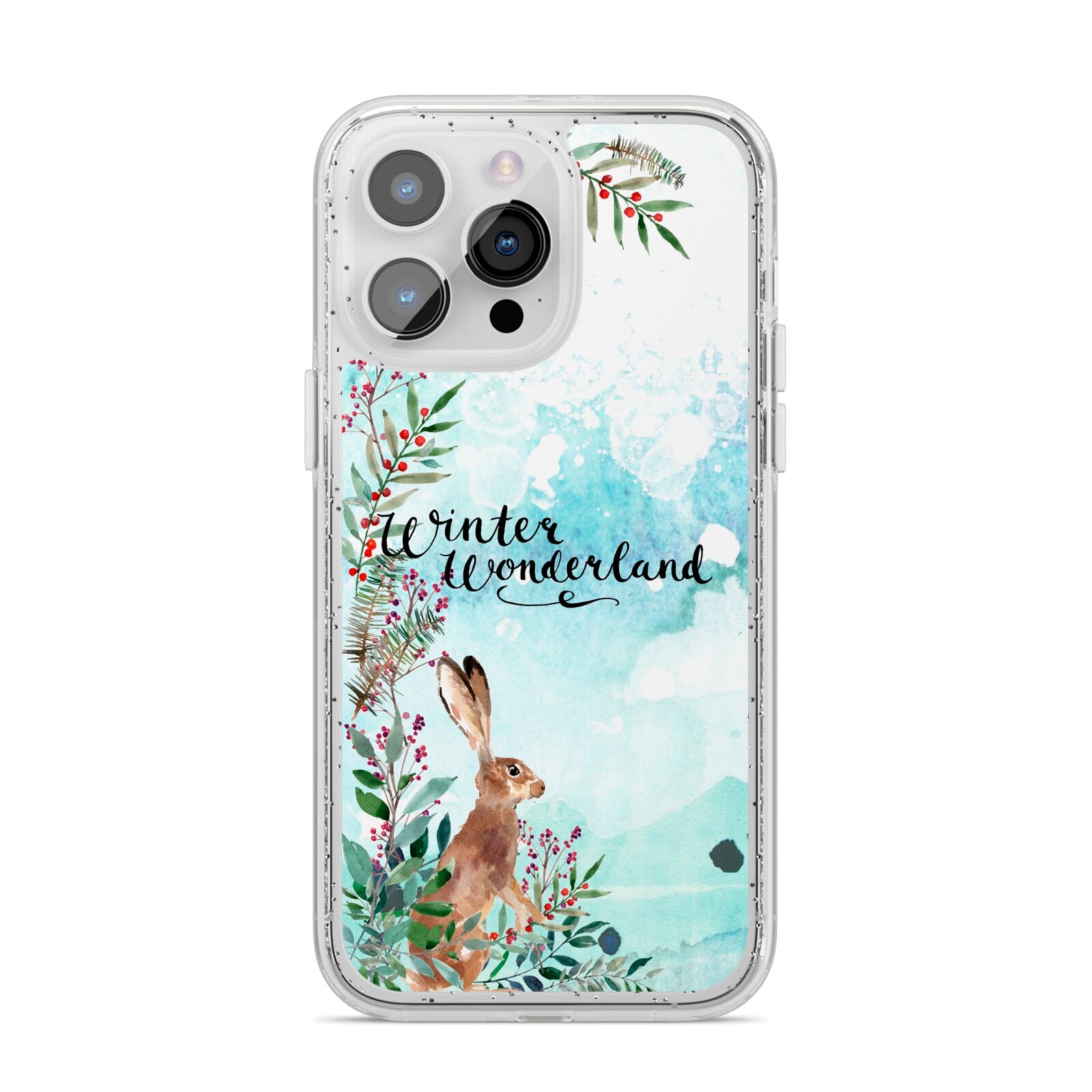 Winter Wonderland Hare iPhone 14 Pro Max Glitter Tough Case Silver