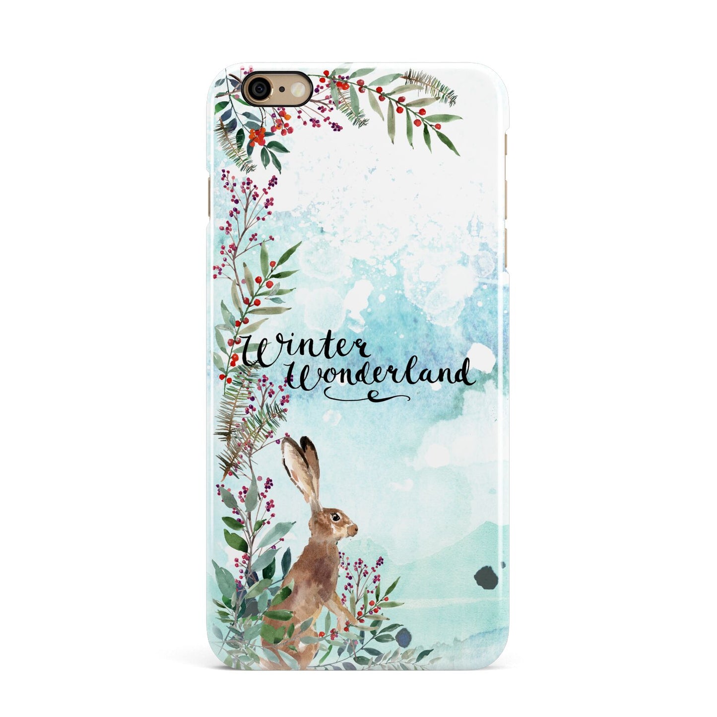 Winter Wonderland Hare iPhone 6 Plus 3D Snap Case on Gold Phone