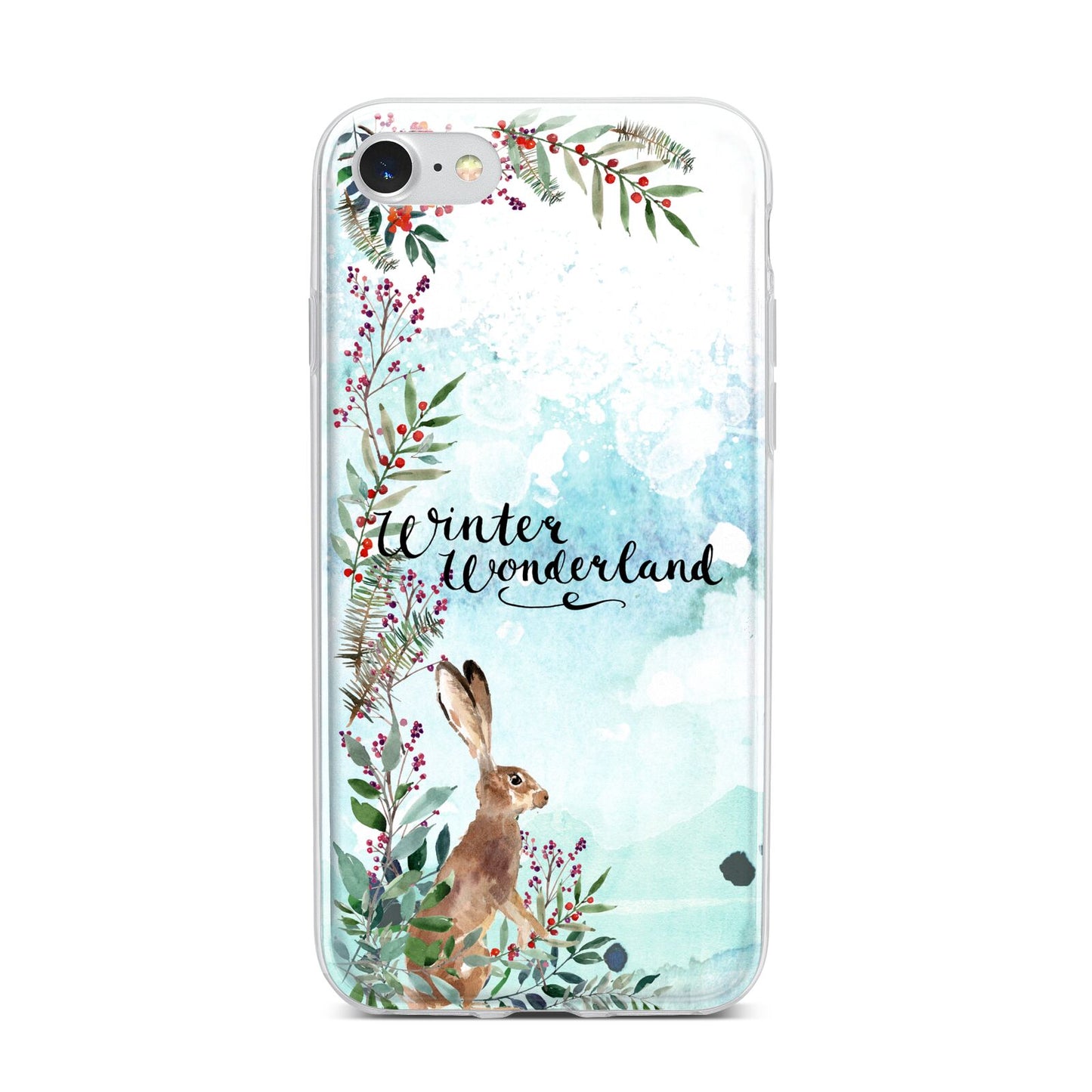 Winter Wonderland Hare iPhone 7 Bumper Case on Silver iPhone