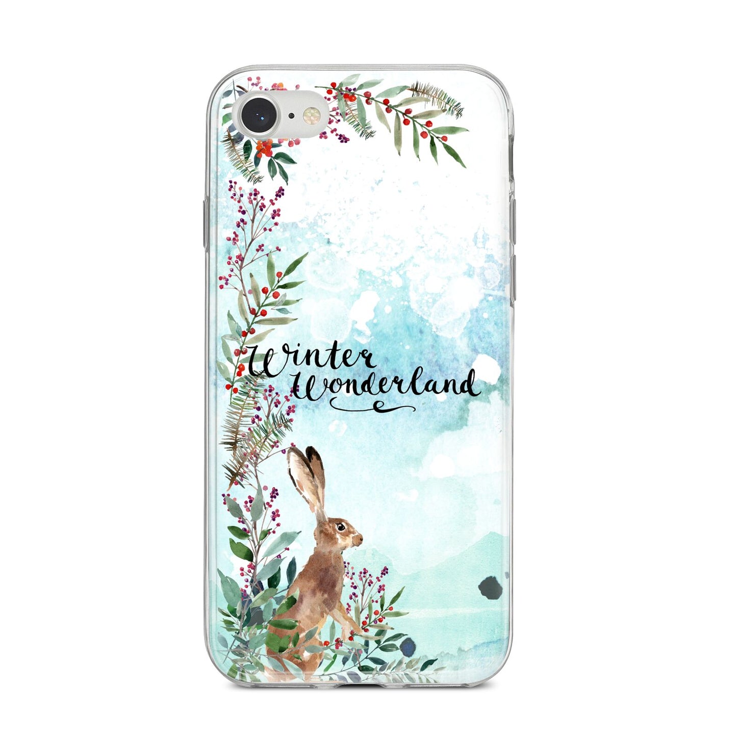 Winter Wonderland Hare iPhone 8 Bumper Case on Silver iPhone