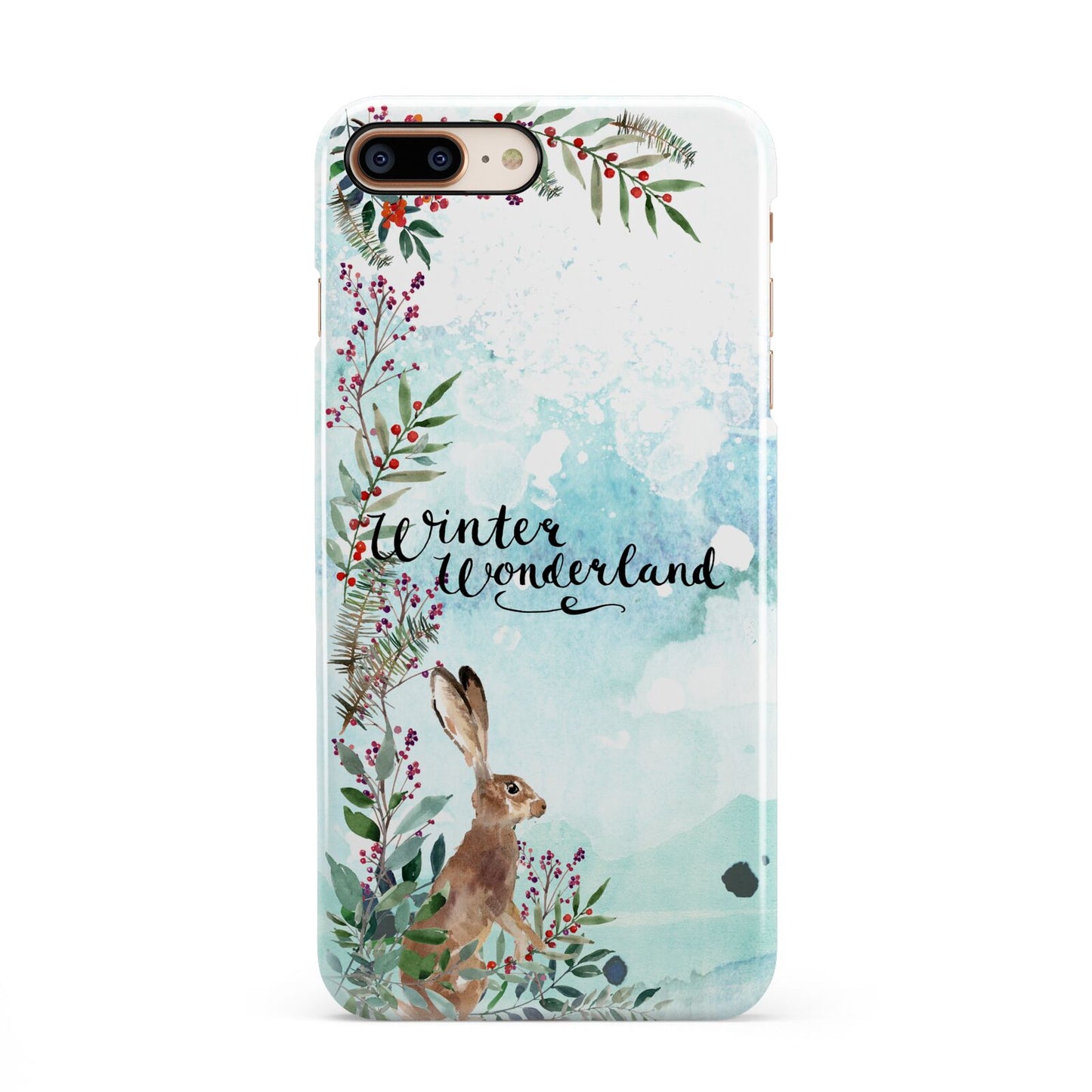 Winter Wonderland Hare iPhone 8 Plus 3D Snap Case on Gold Phone