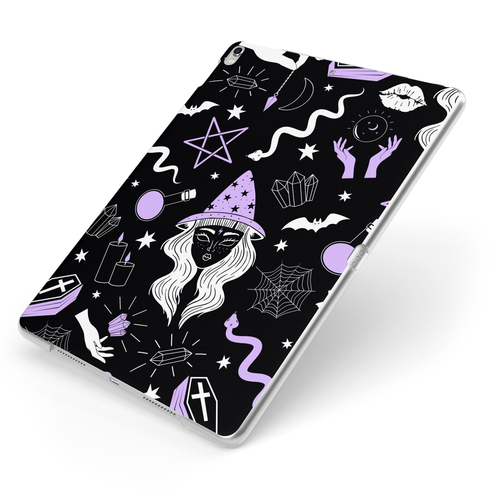 Witch Apple iPad Case on Silver iPad Side View