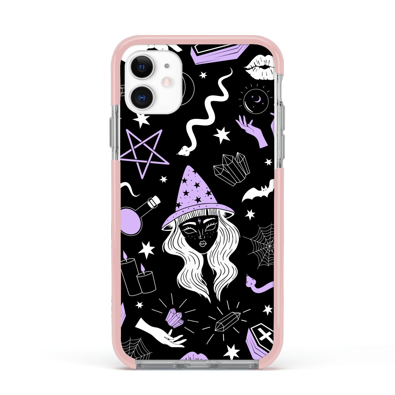 Witch Apple iPhone 11 in White with Pink Impact Case