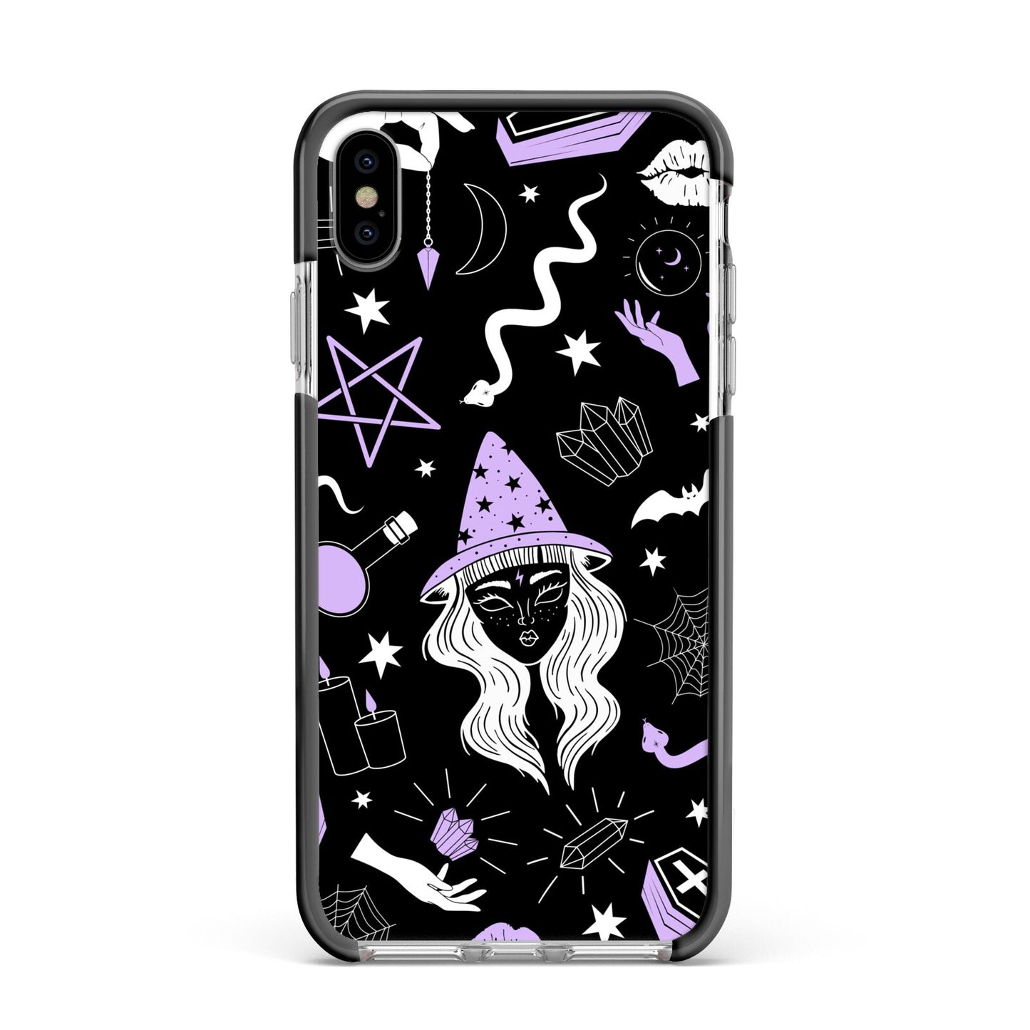 Witch Apple iPhone Xs Max Impact Case Black Edge on Silver Phone