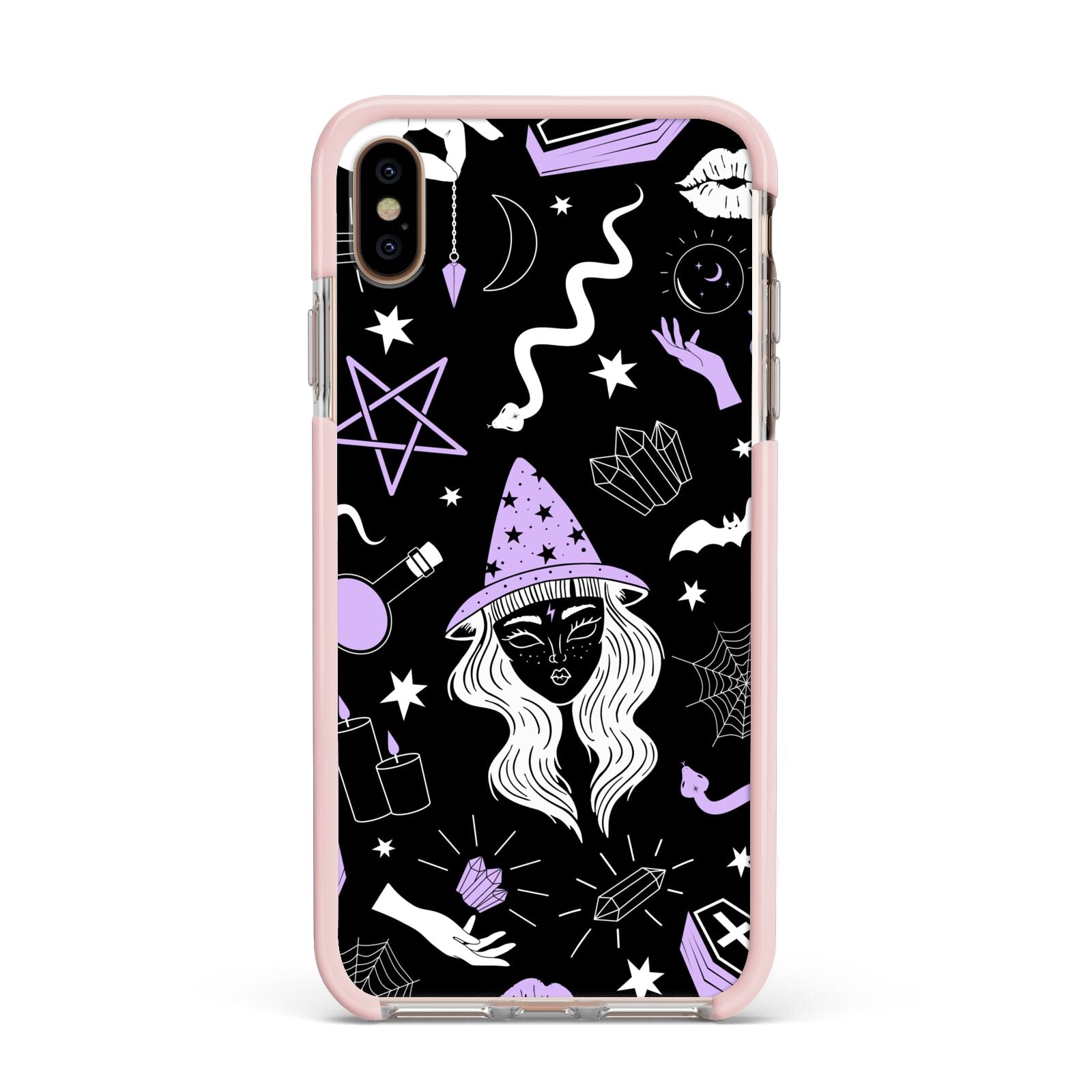 Witch Apple iPhone Xs Max Impact Case Pink Edge on Gold Phone