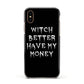 Witch Better Have My Money Apple iPhone Xs Impact Case Black Edge on Gold Phone