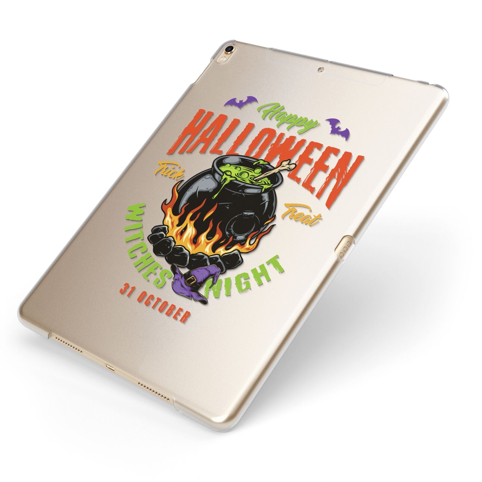 Witch Cauldron Apple iPad Case on Gold iPad Side View