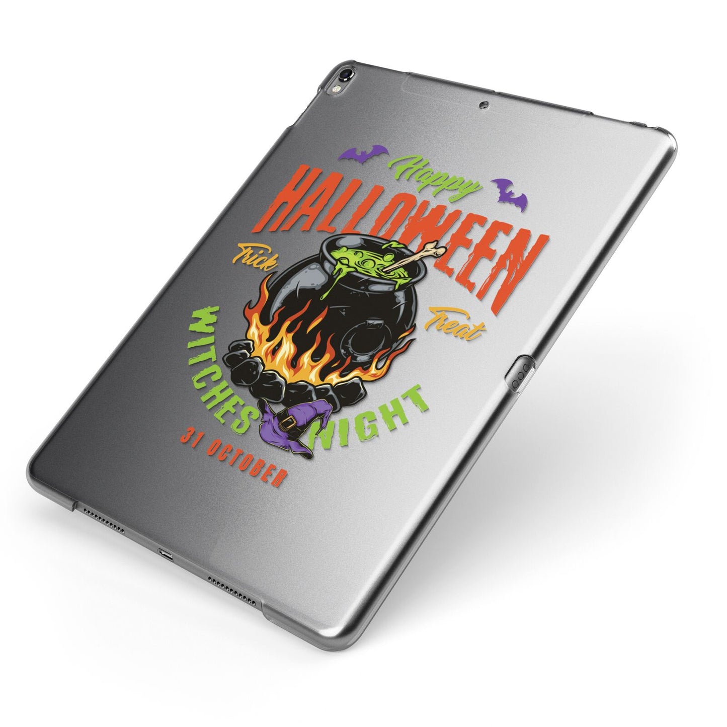 Witch Cauldron Apple iPad Case on Grey iPad Side View