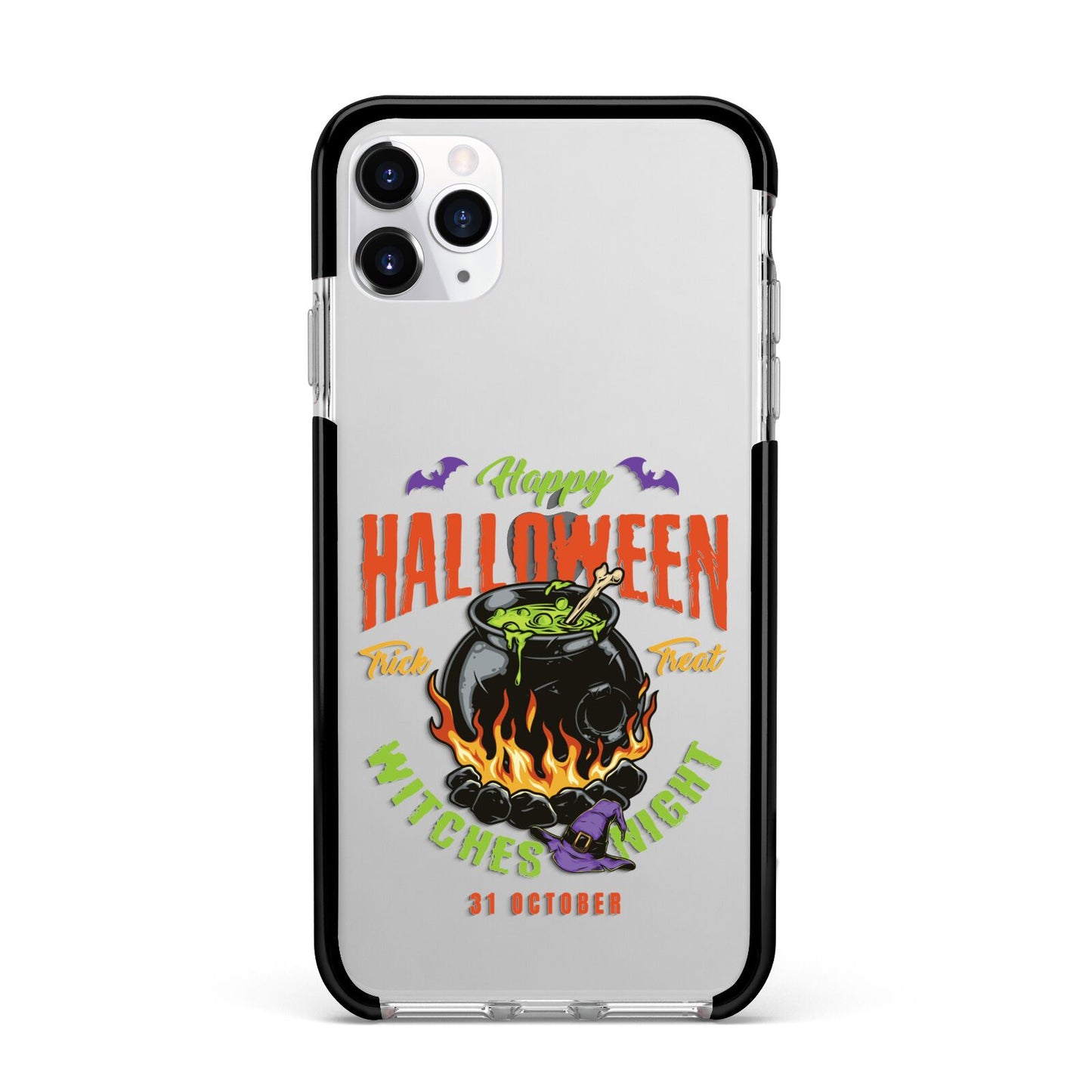 Witch Cauldron Apple iPhone 11 Pro Max in Silver with Black Impact Case