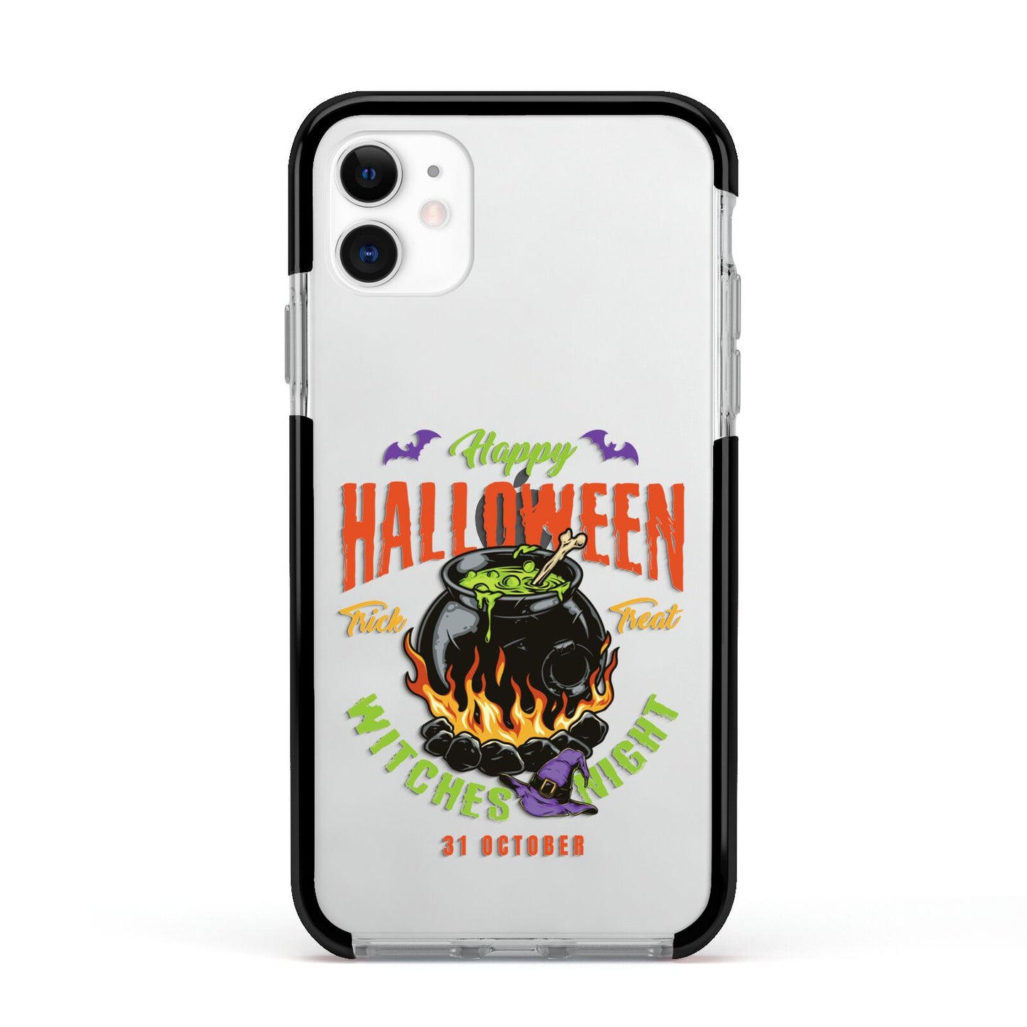 Witch Cauldron Apple iPhone 11 in White with Black Impact Case