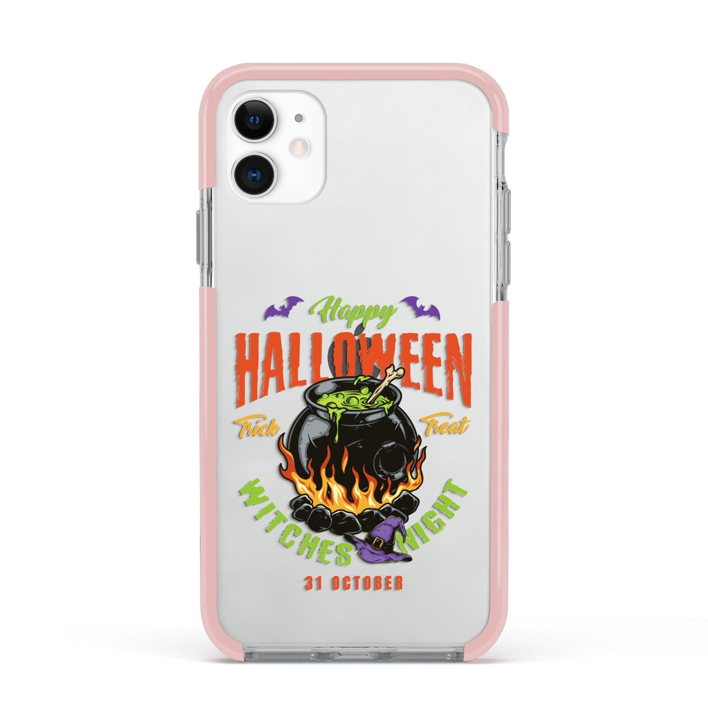 Witch Cauldron Apple iPhone 11 in White with Pink Impact Case