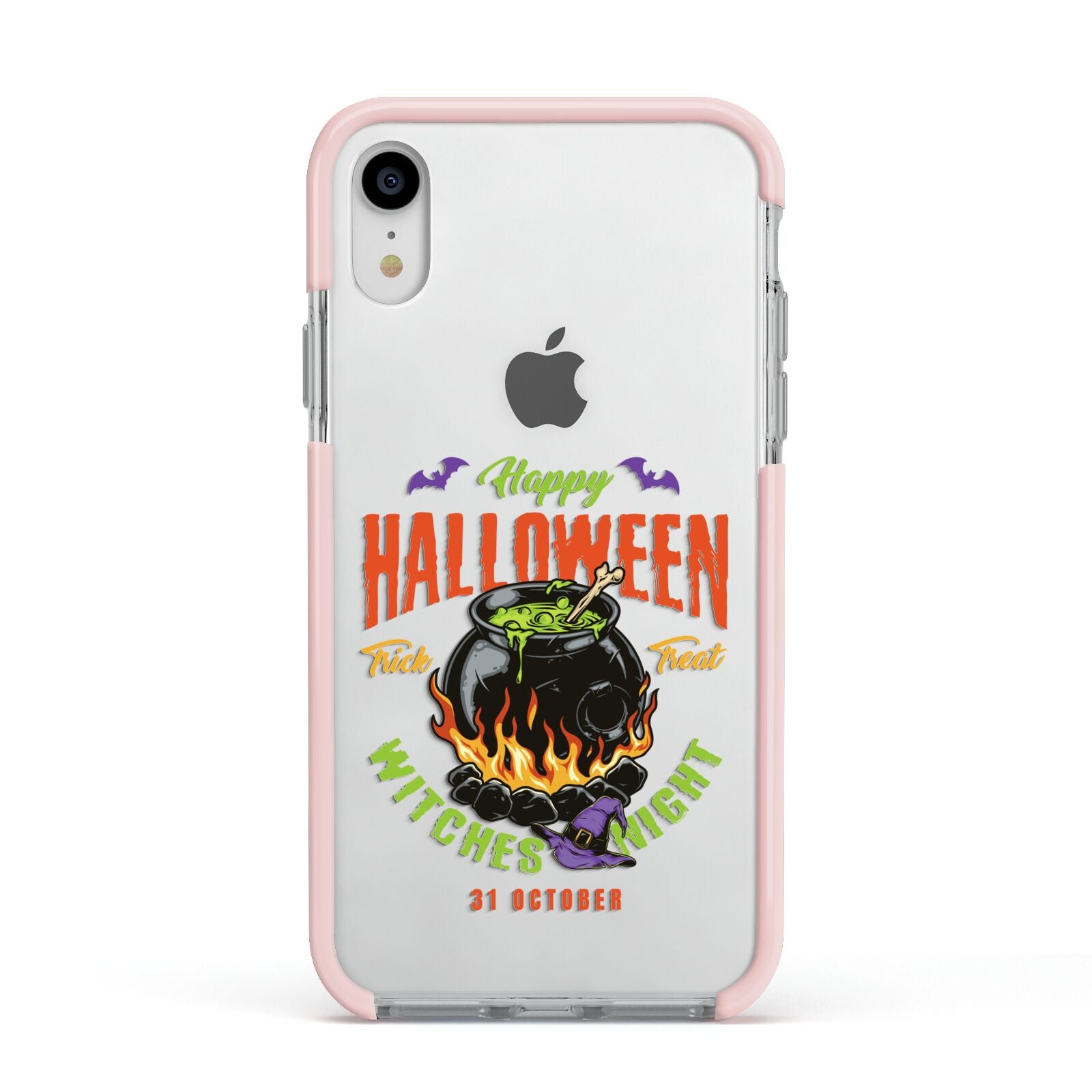 Witch Cauldron Apple iPhone XR Impact Case Pink Edge on Silver Phone