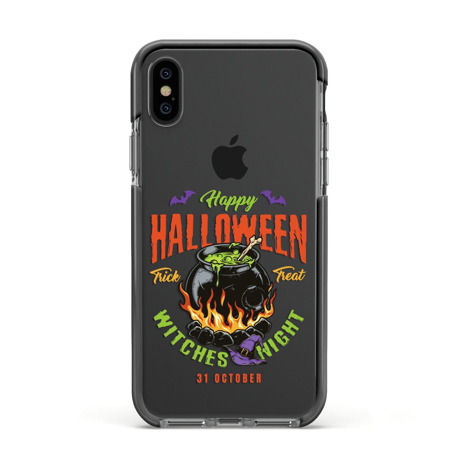 Witch Cauldron Apple iPhone Xs Impact Case Black Edge on Black Phone