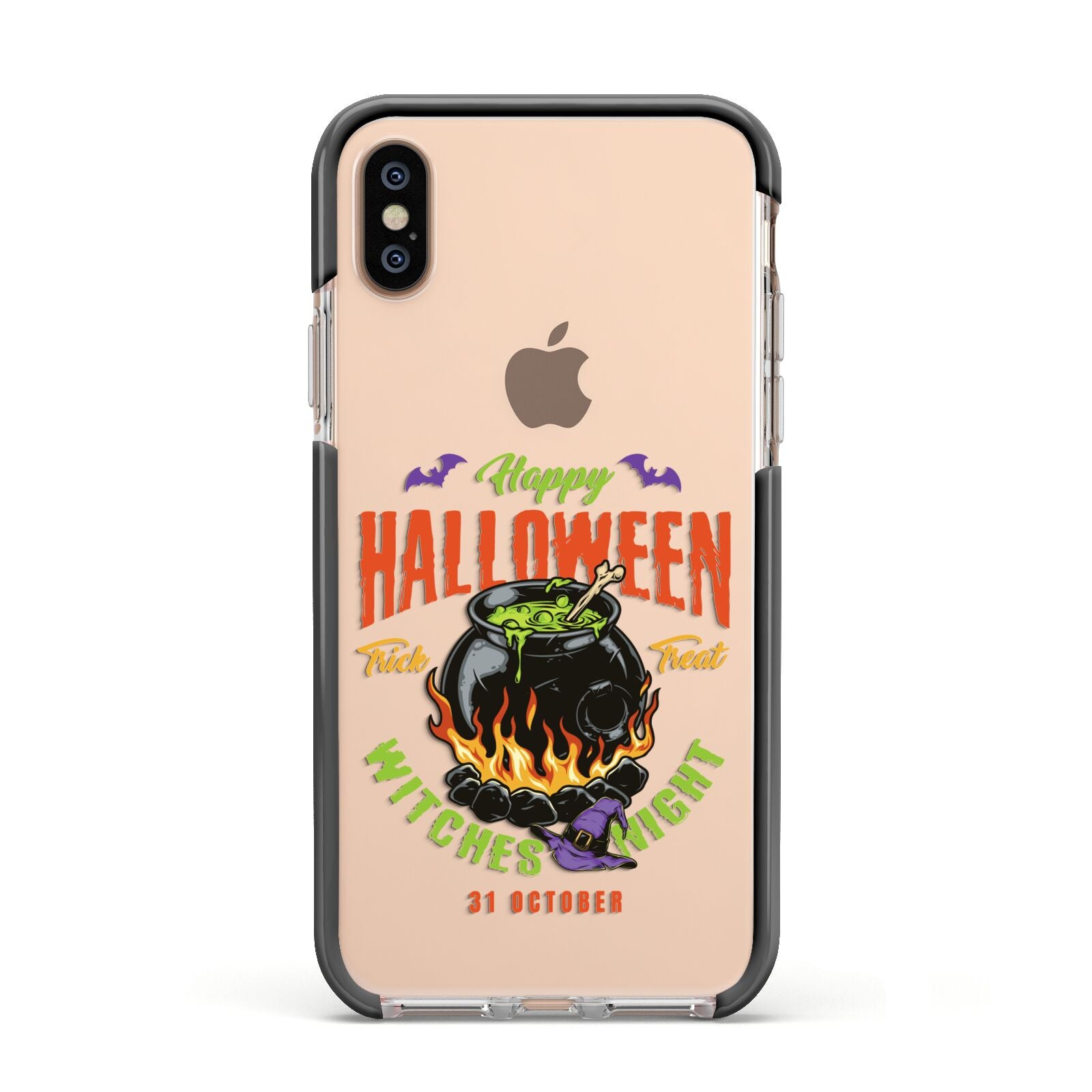 Witch Cauldron Apple iPhone Xs Impact Case Black Edge on Gold Phone
