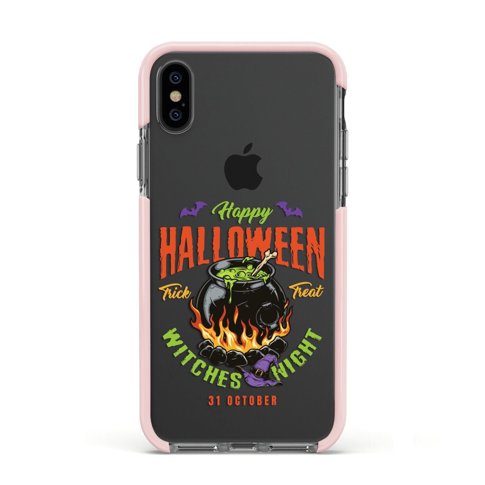 Witch Cauldron Apple iPhone Xs Impact Case Pink Edge on Black Phone
