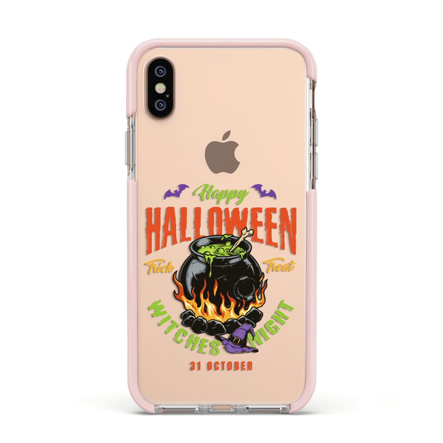 Witch Cauldron Apple iPhone Xs Impact Case Pink Edge on Gold Phone