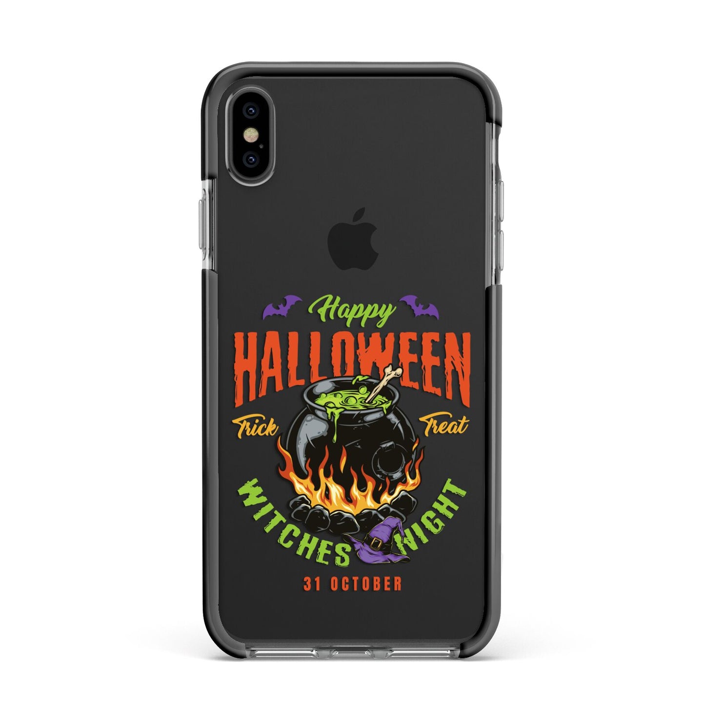 Witch Cauldron Apple iPhone Xs Max Impact Case Black Edge on Black Phone