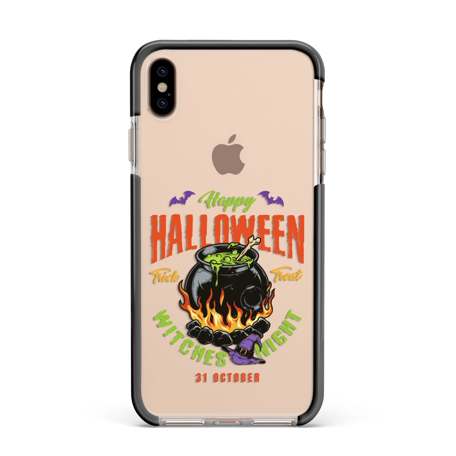 Witch Cauldron Apple iPhone Xs Max Impact Case Black Edge on Gold Phone