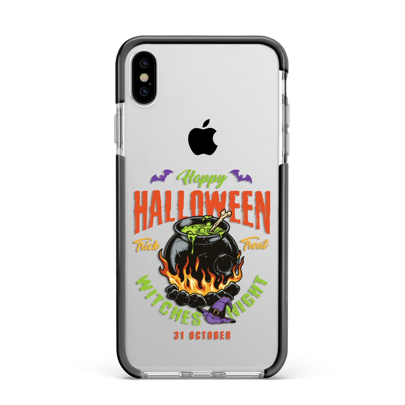 Witch Cauldron Apple iPhone Xs Max Impact Case Black Edge on Silver Phone