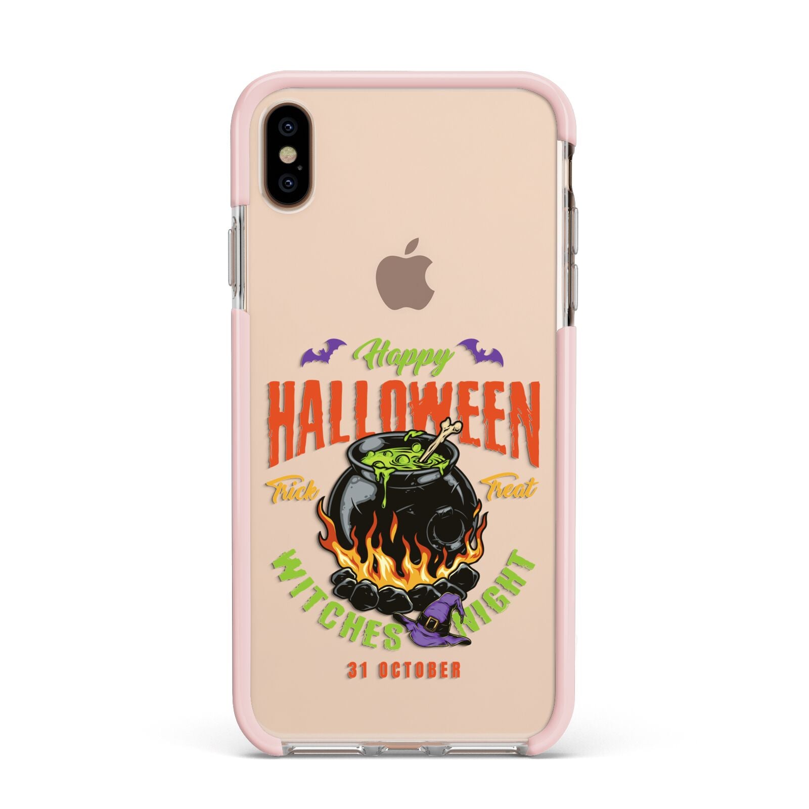 Witch Cauldron Apple iPhone Xs Max Impact Case Pink Edge on Gold Phone