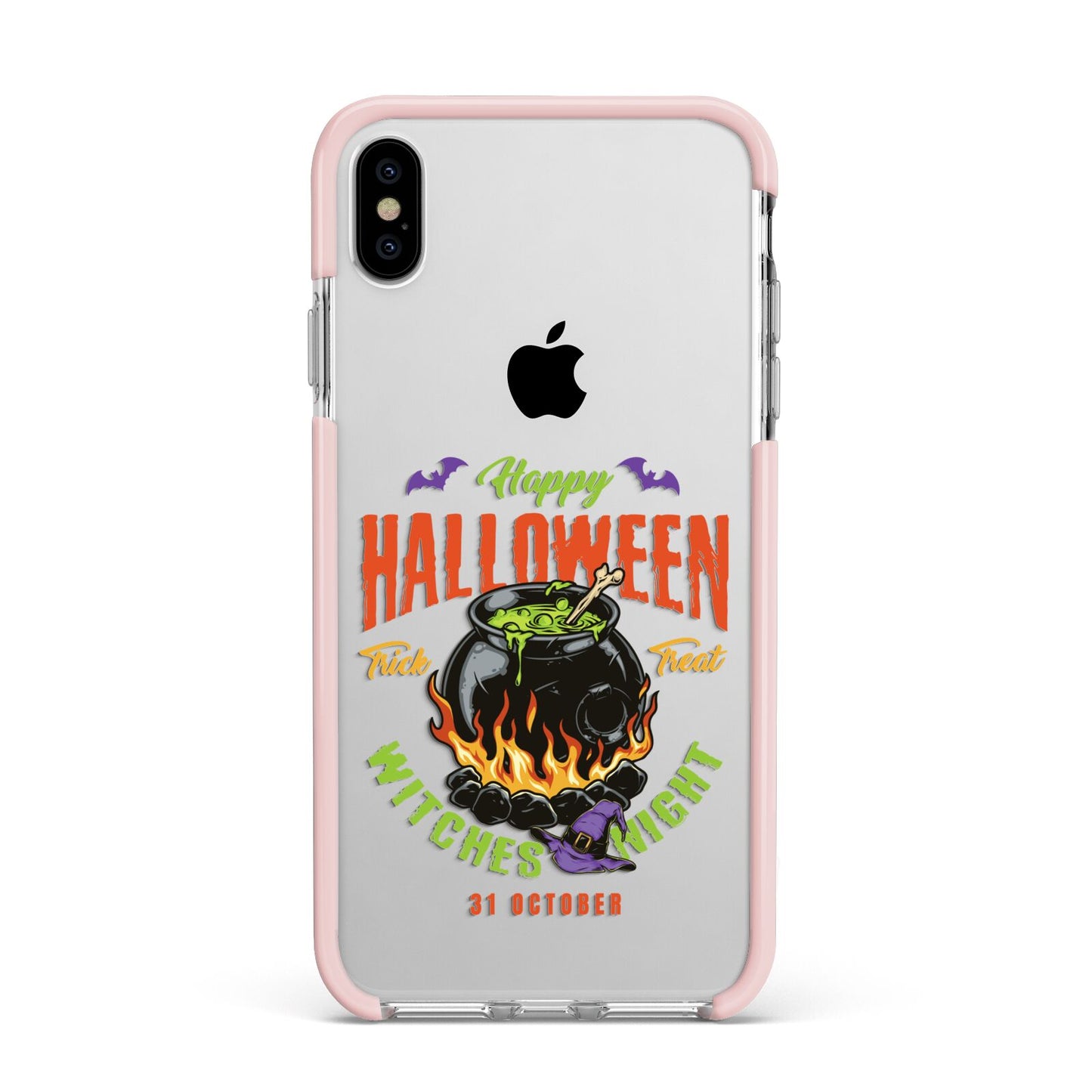 Witch Cauldron Apple iPhone Xs Max Impact Case Pink Edge on Silver Phone
