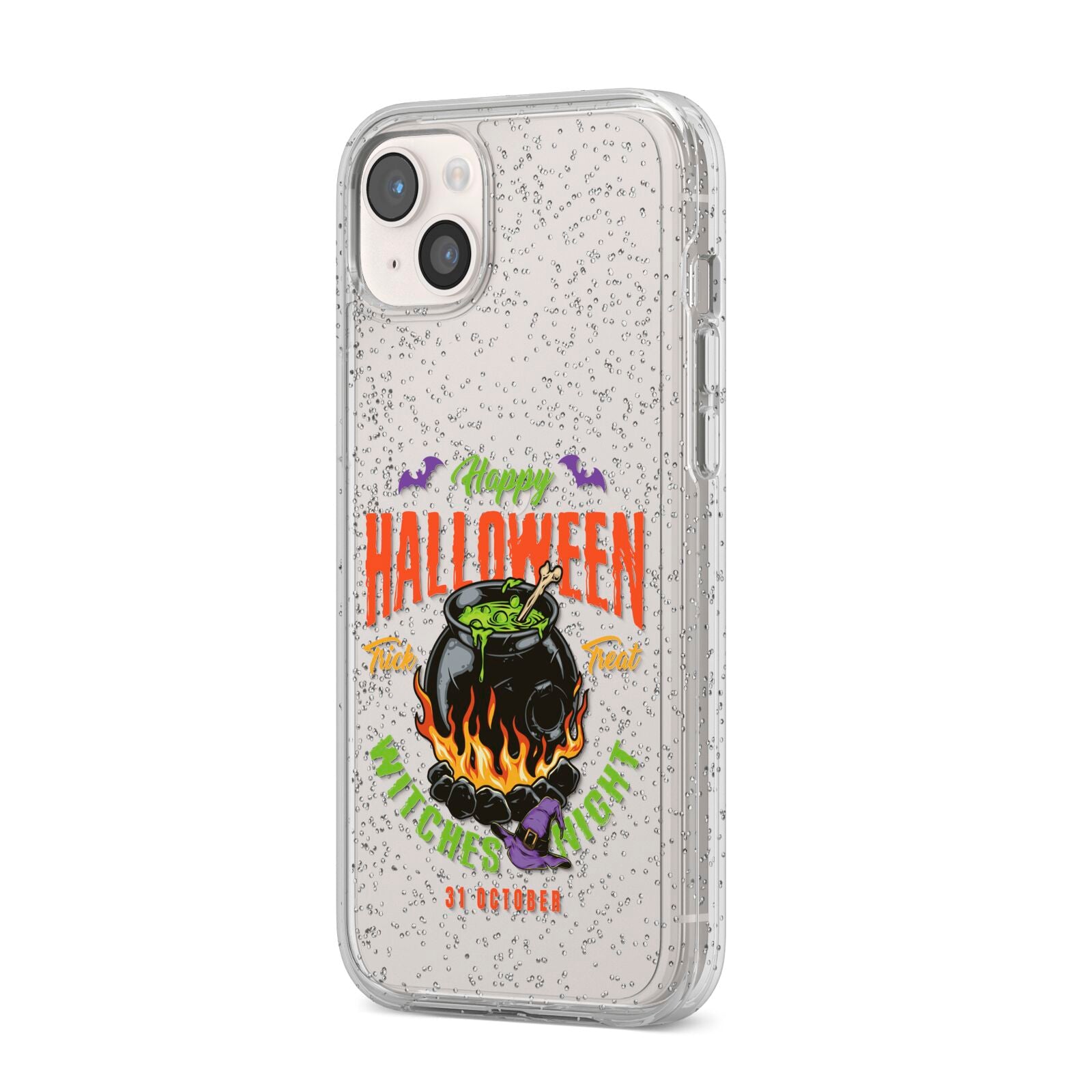 Witch Cauldron iPhone 14 Plus Glitter Tough Case Starlight Angled Image