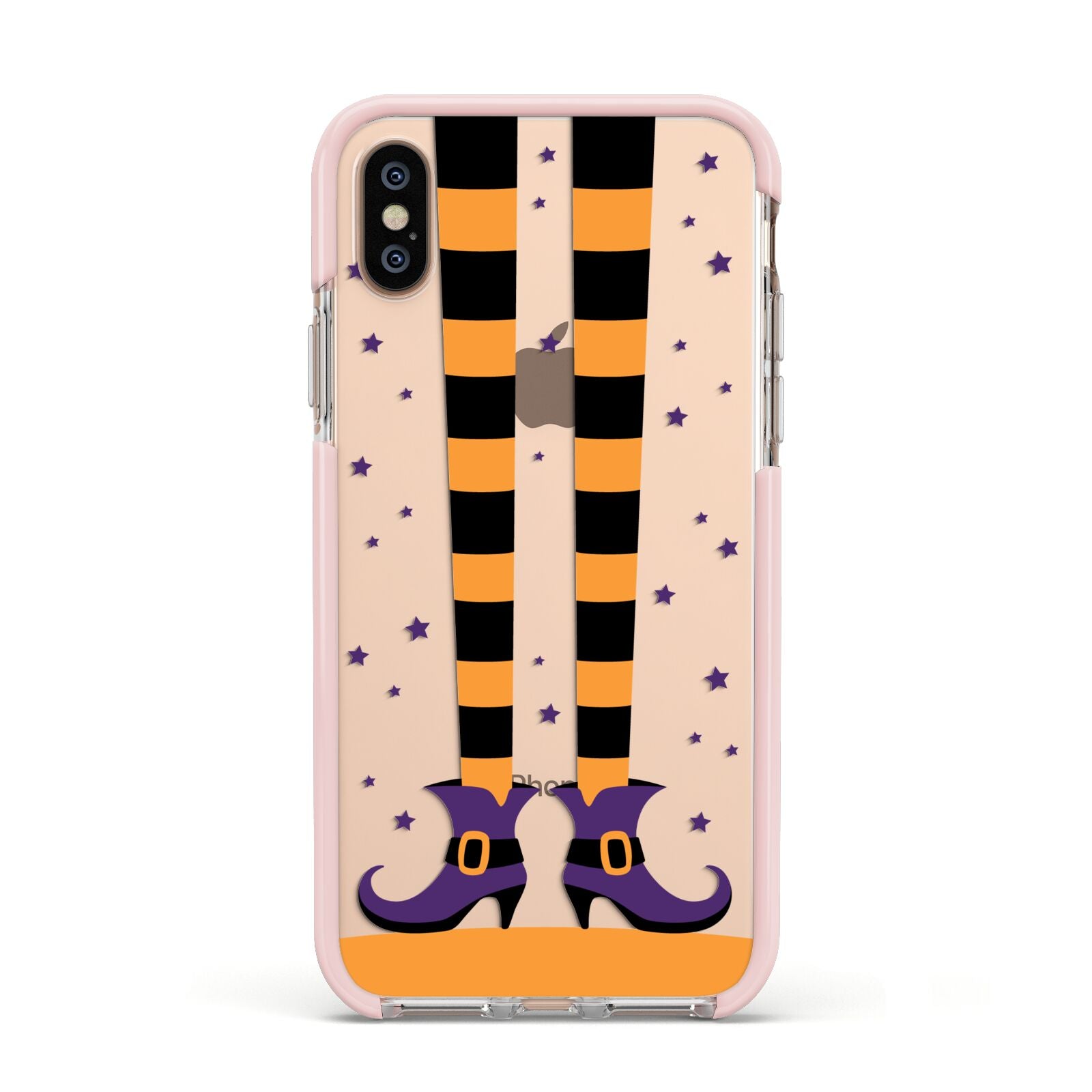 Witch Legs Apple iPhone Xs Impact Case Pink Edge on Gold Phone