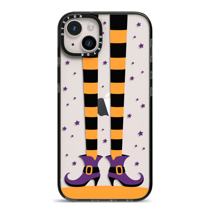 Witch Legs iPhone 14 Plus Black Impact Case on Silver phone