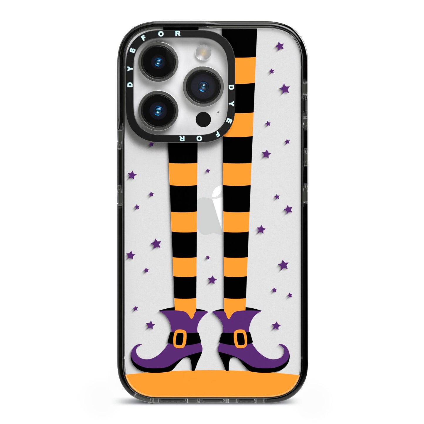 Witch Legs iPhone 14 Pro Black Impact Case on Silver phone