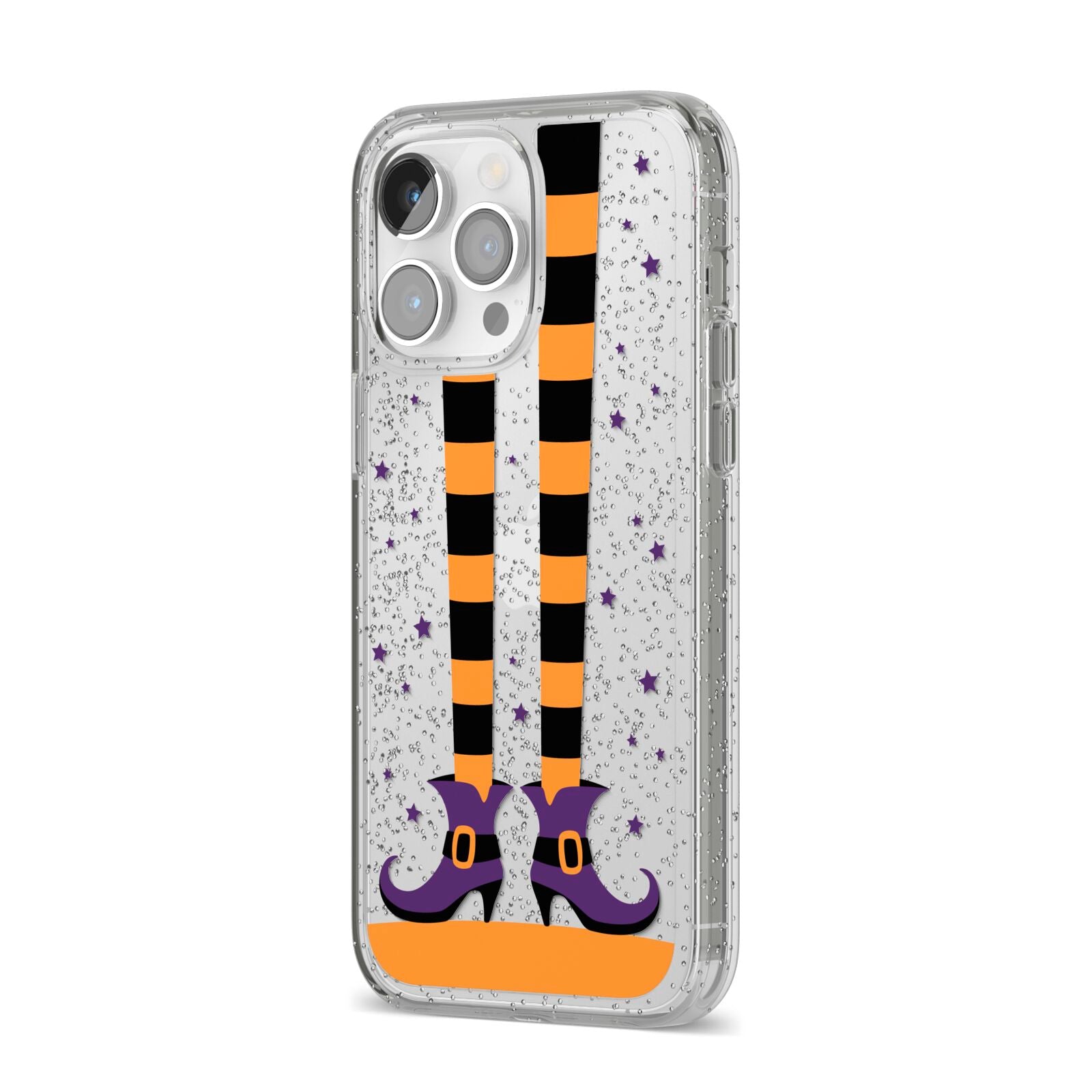 Witch Legs iPhone 14 Pro Max Glitter Tough Case Silver Angled Image
