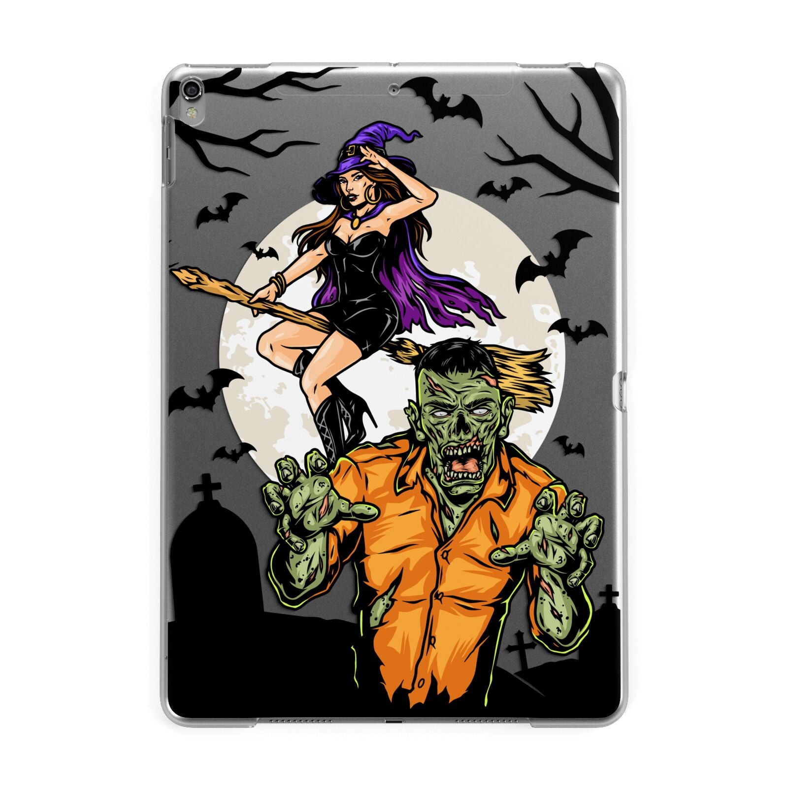 Witch Meets Zombie Apple iPad Grey Case